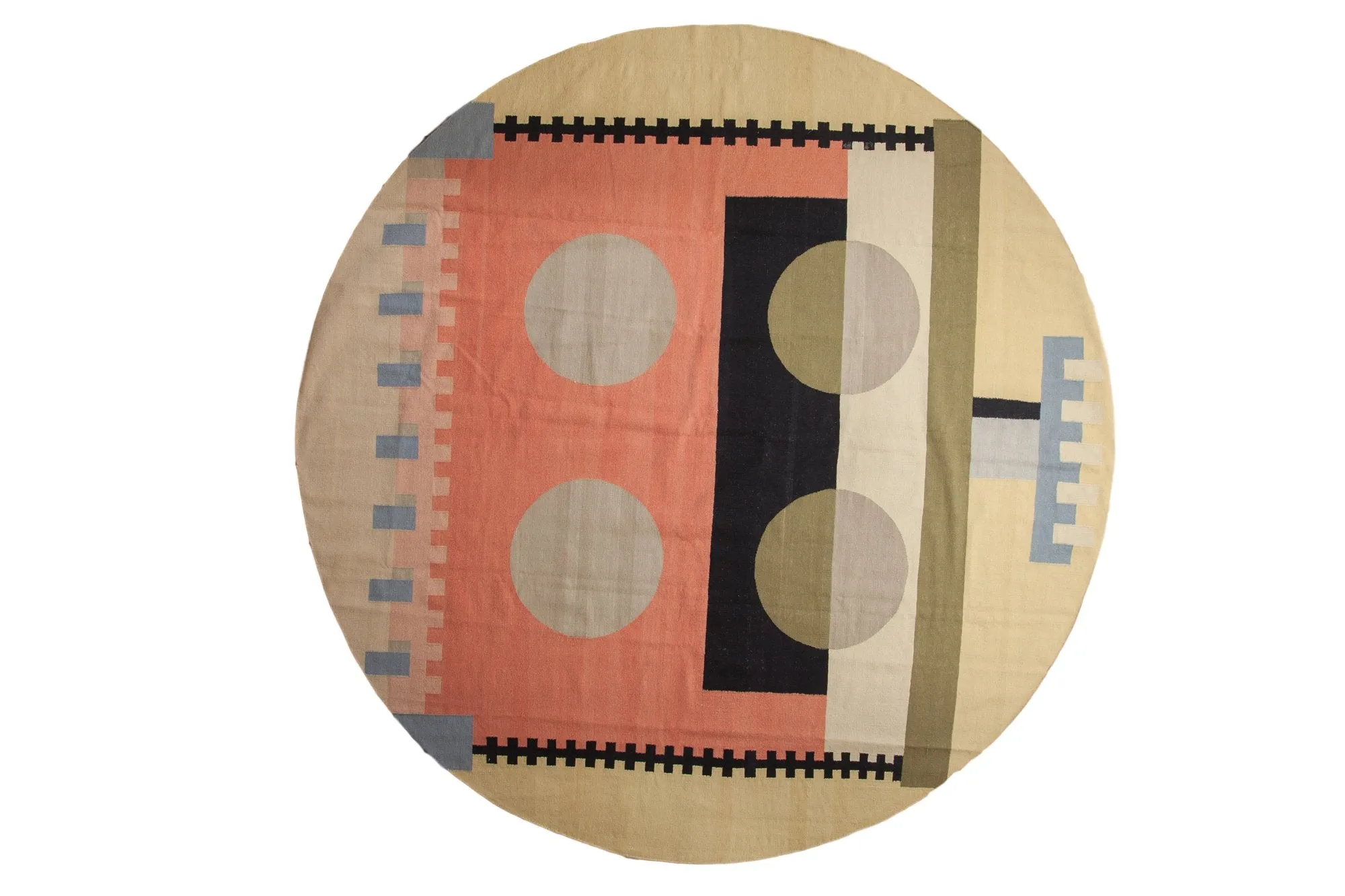 10x10 Vintage Contemporary Kilim Round Carpet