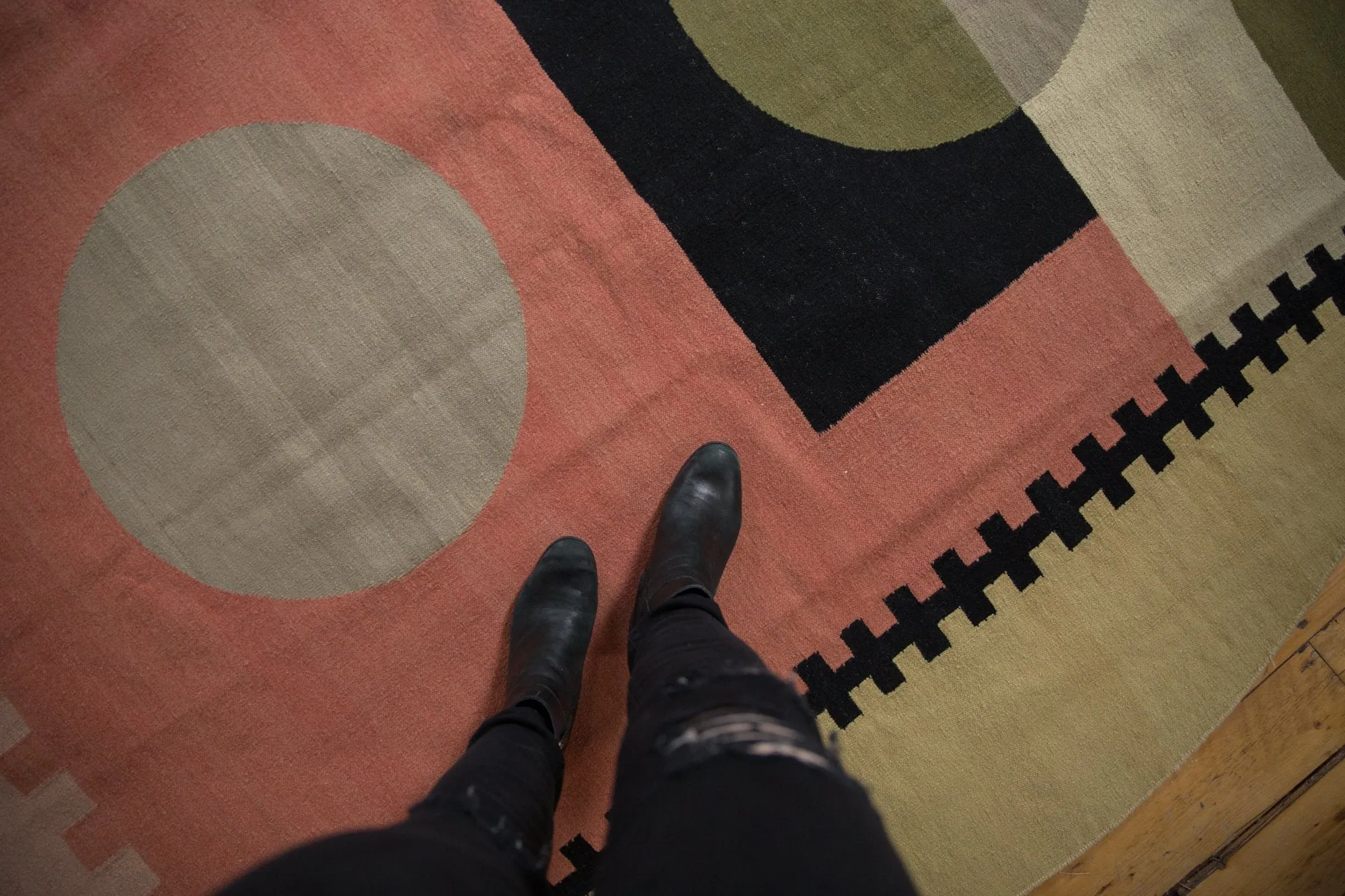 10x10 Vintage Contemporary Kilim Round Carpet
