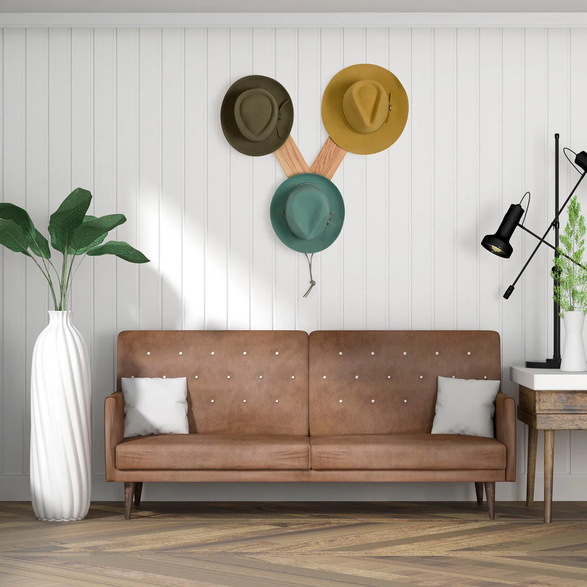 3-PEG SOLID WOOD "V" HAT RACK