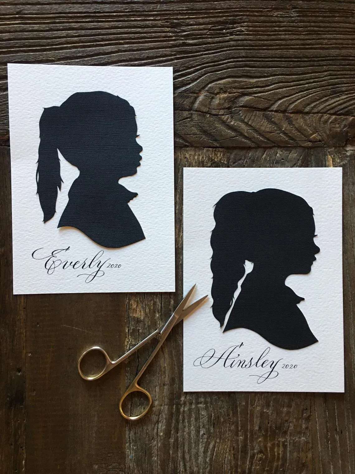 5 by 7 Timeless Hand-Cut Silhouettes by Elle | Custom Art for Generations