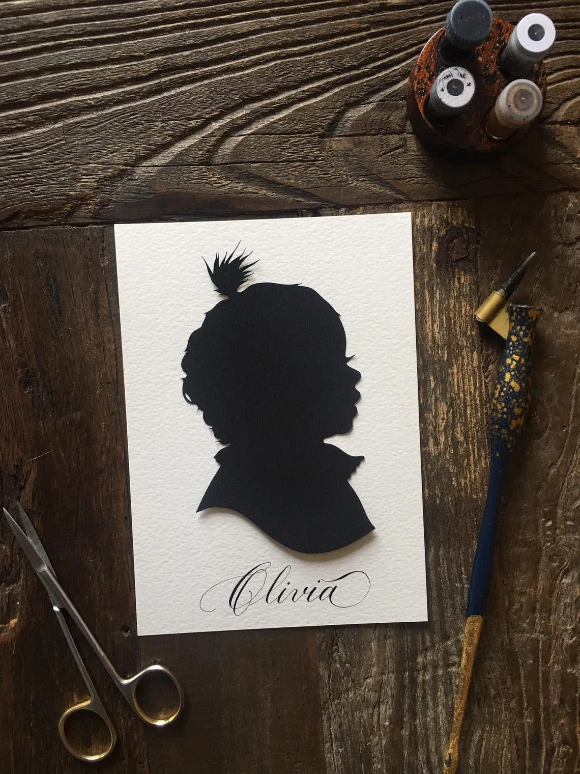 5 by 7 Timeless Hand-Cut Silhouettes by Elle | Custom Art for Generations