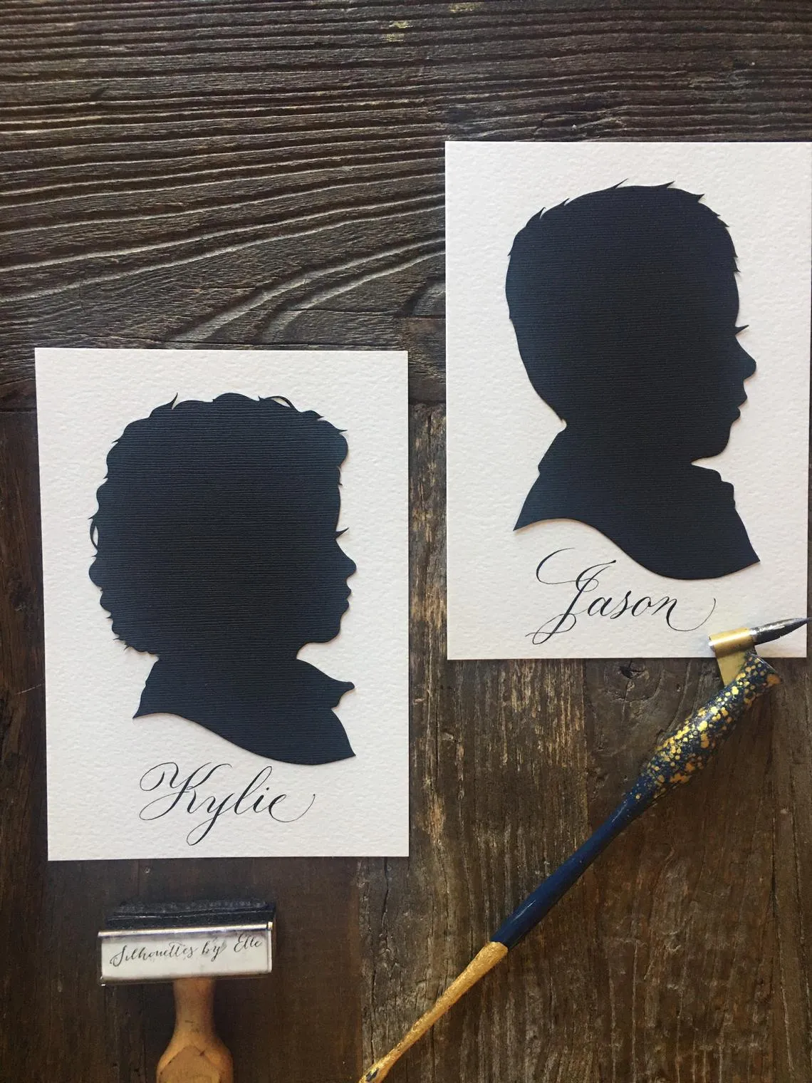 5 by 7 Timeless Hand-Cut Silhouettes by Elle | Custom Art for Generations