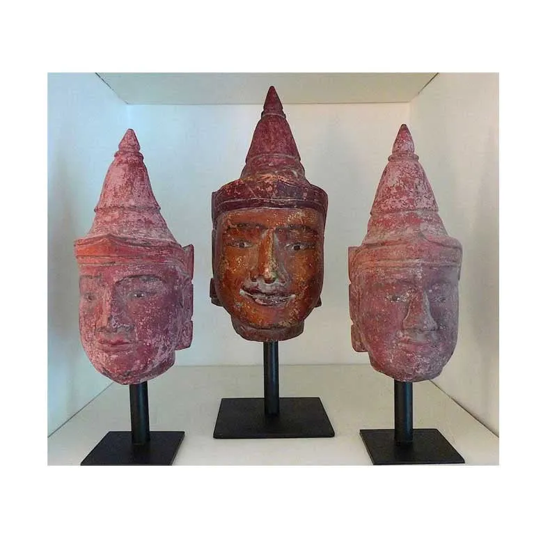 Antique Red Burmese Puppet Heads