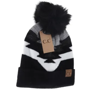 Aztec Natural Faux Fur Pom C.C Beanie