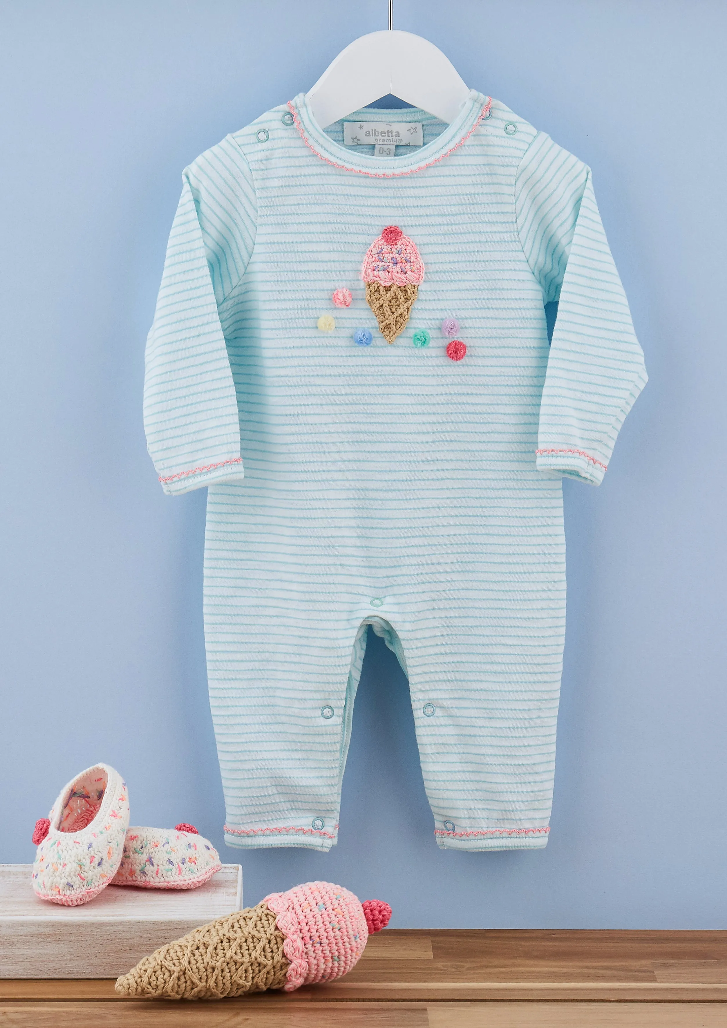 Baby Girls Crochet Ice Cream Onesie