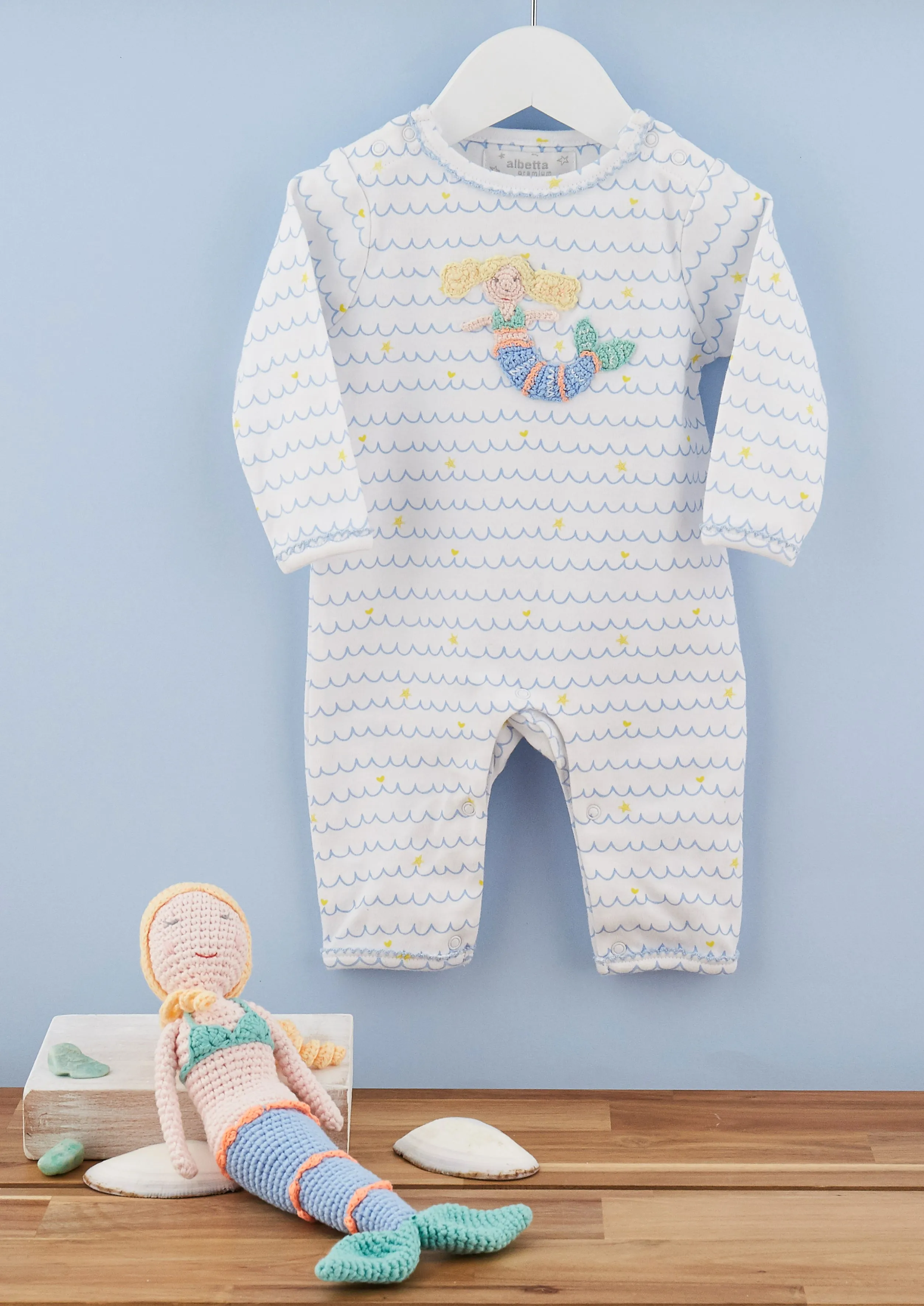 Baby Girls Crochet Mermaid Onesie