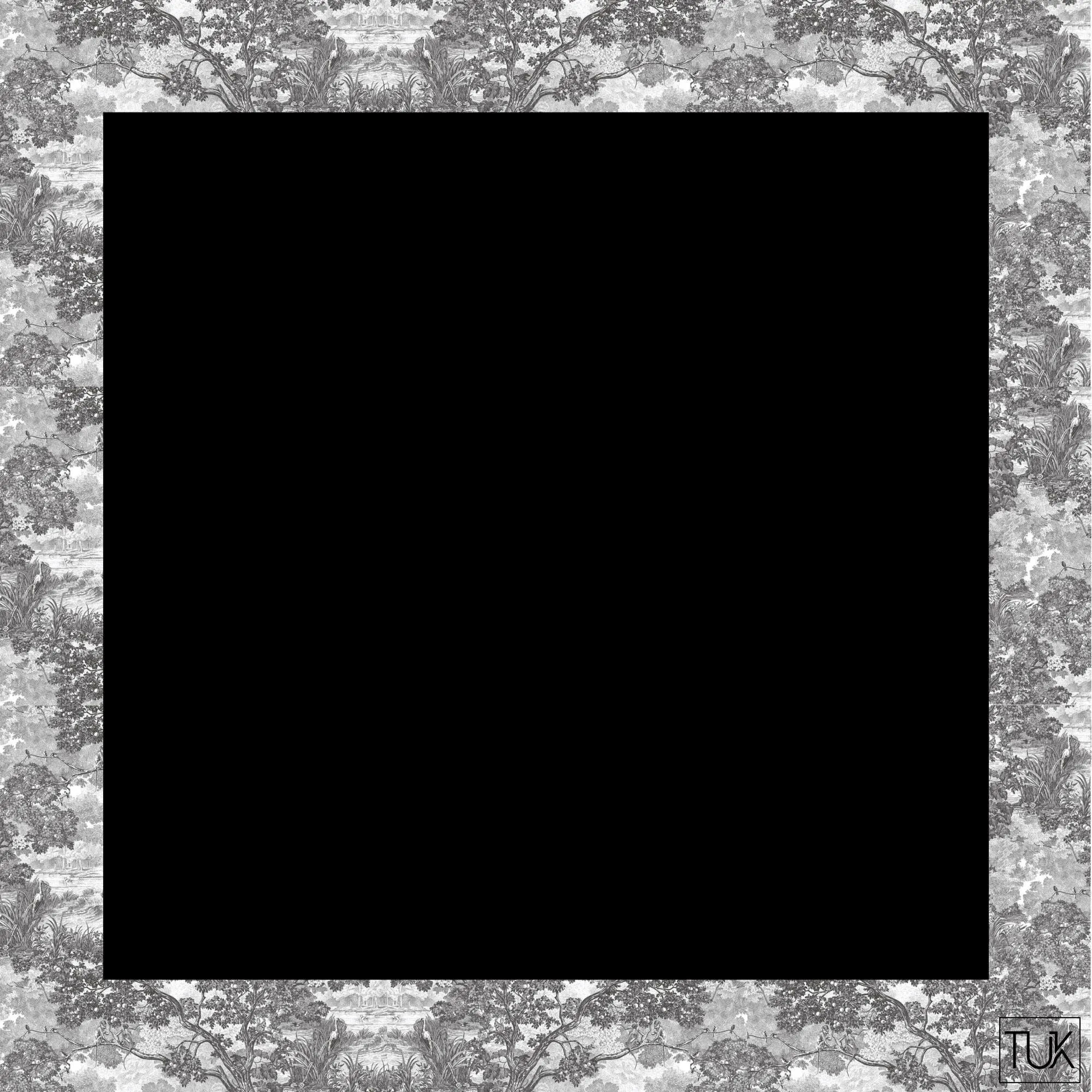 Black With Neutral Toile Border Head Scarf