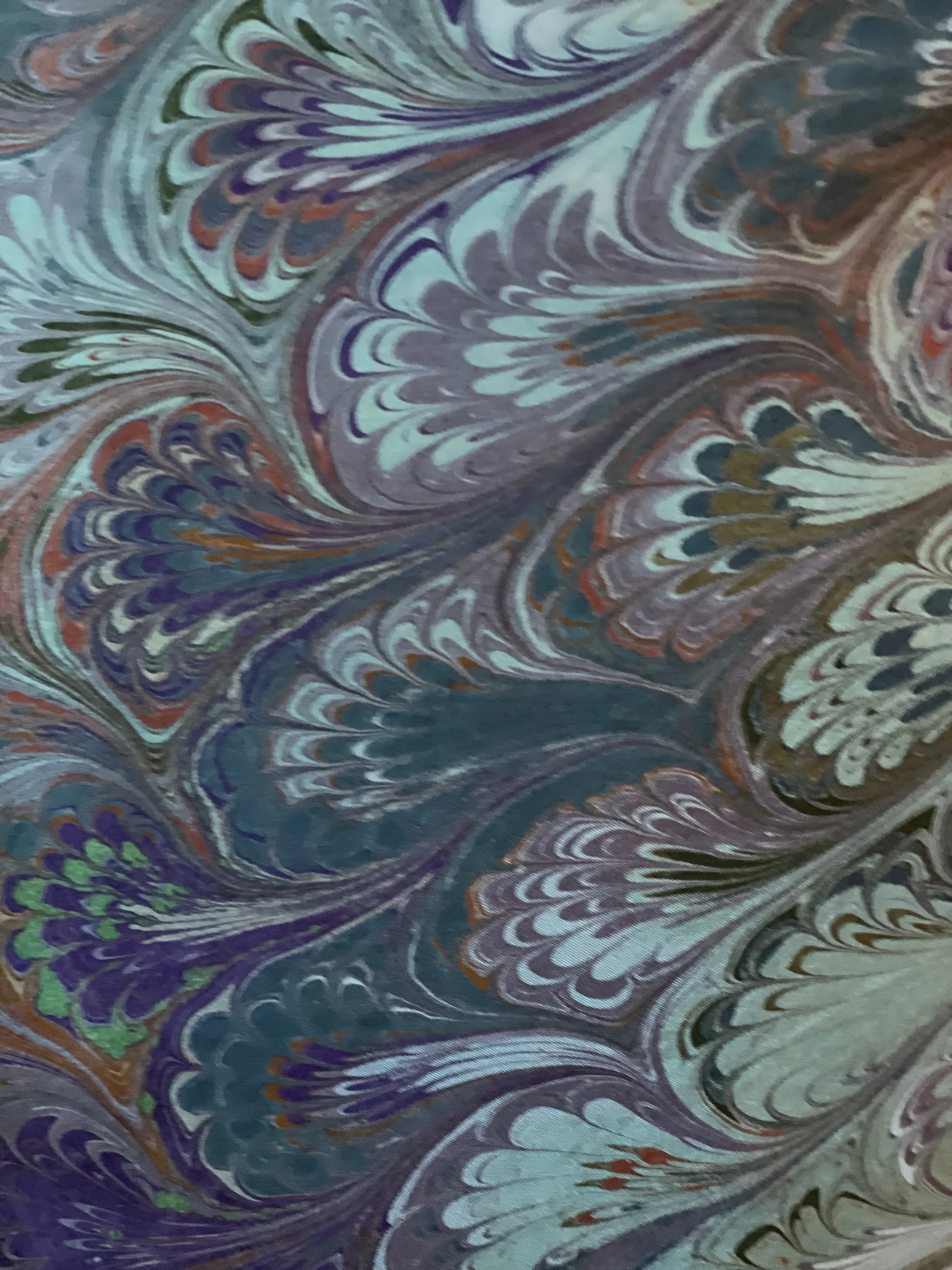 Blue bouquet Sarong Wrap 44x69 water marbled Habotai Silk.