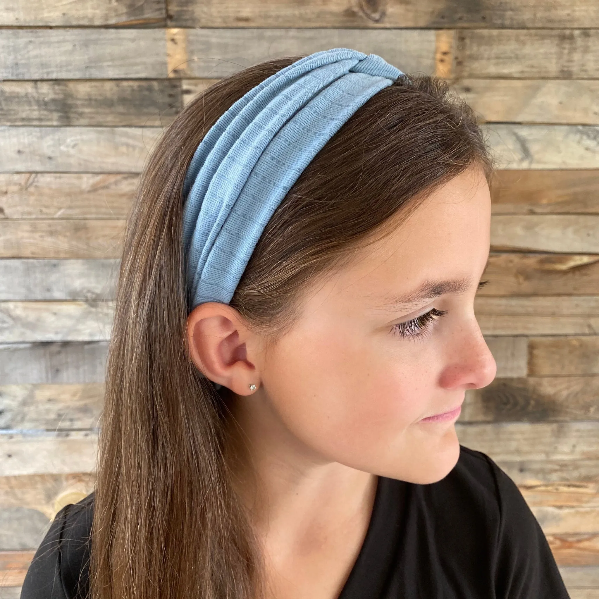 Blue Steel Ribbed Faux Knot Headband