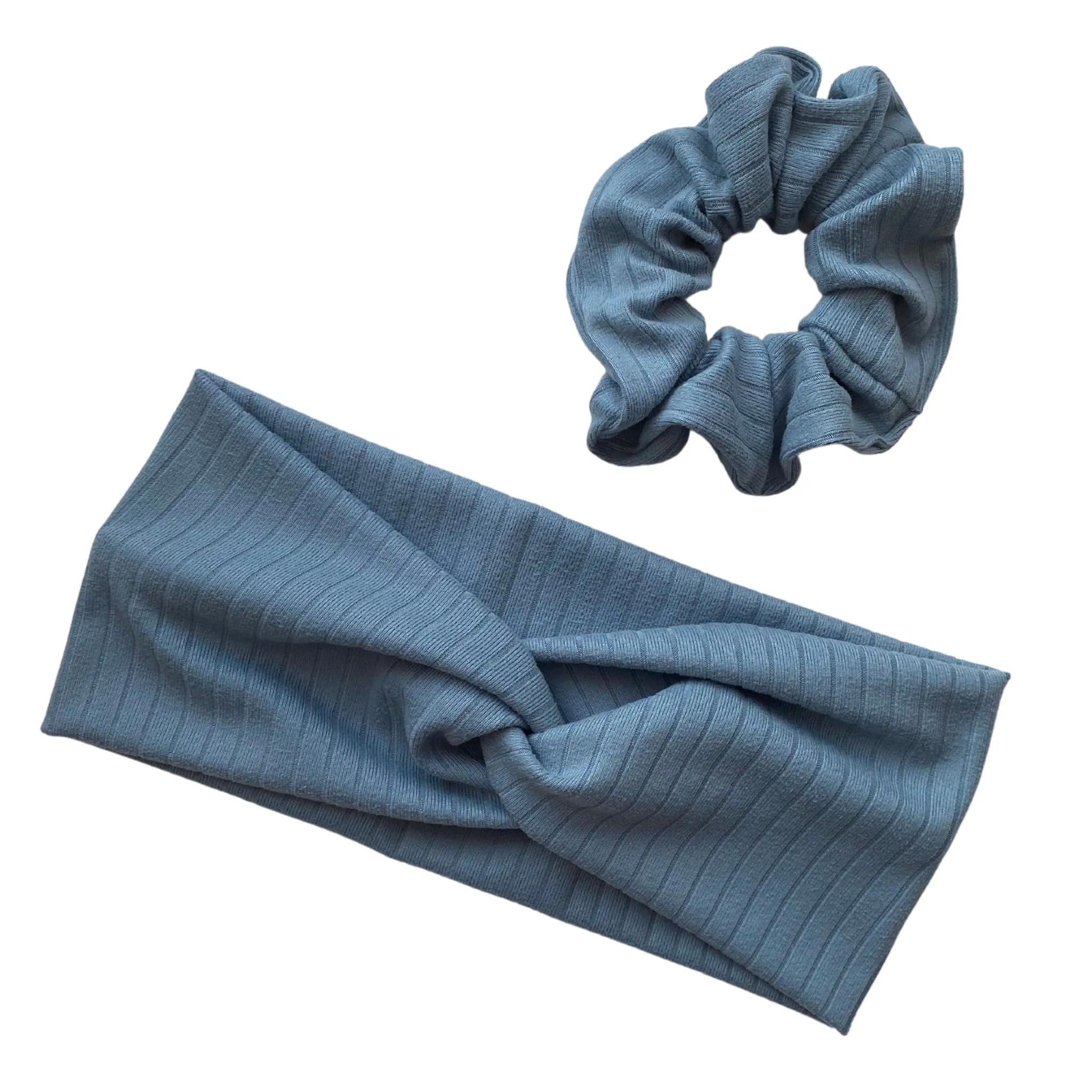 Blue Steel Ribbed Faux Knot Headband