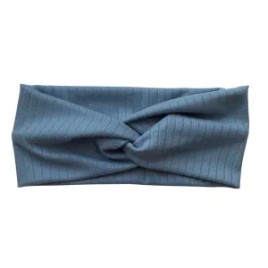 Blue Steel Ribbed Faux Knot Headband