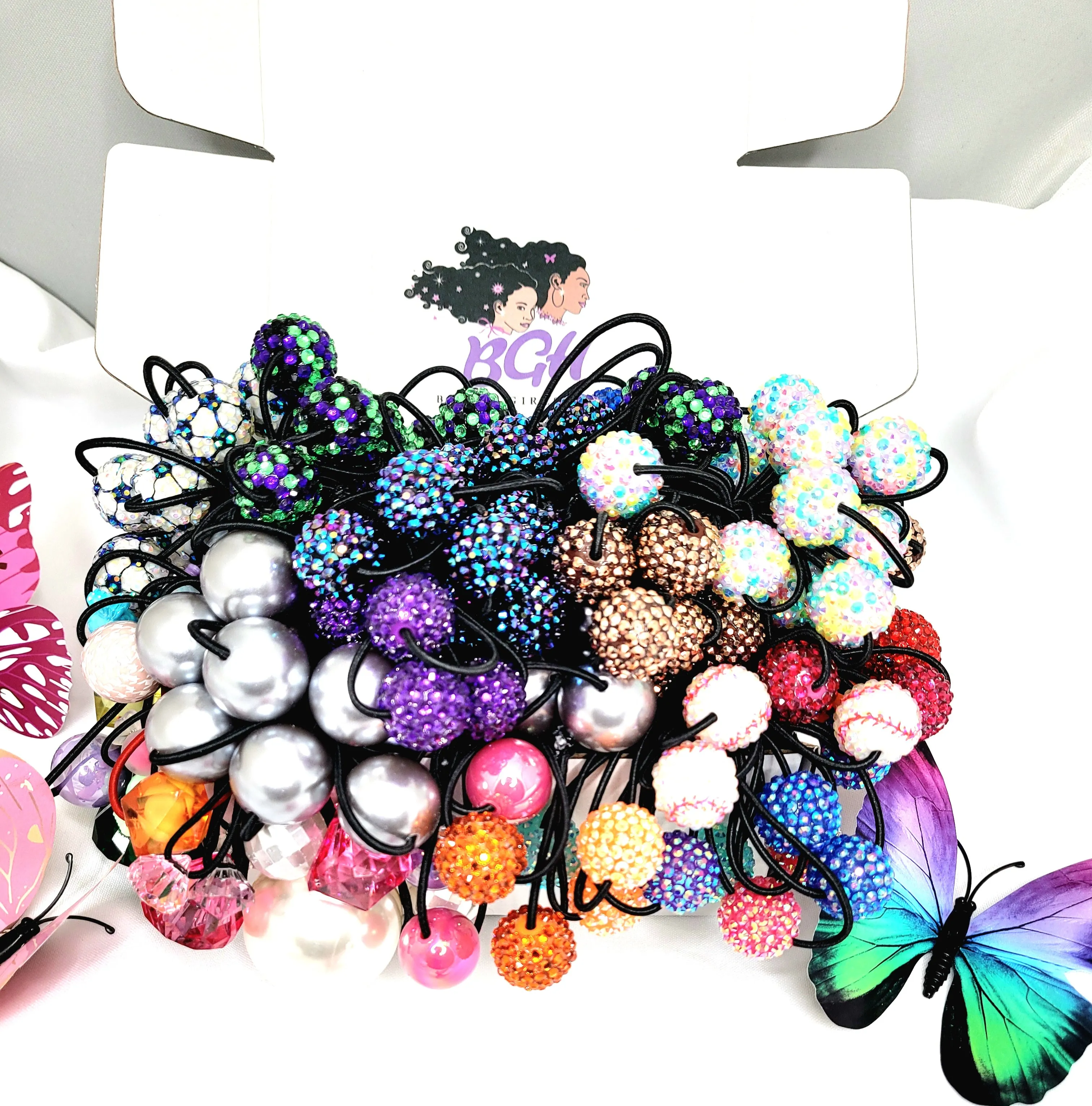 Brown Girls Hair® Accessory Subscription Box | Elastic Ponytail Holder Hair Knockers Ties Balls Bobbles