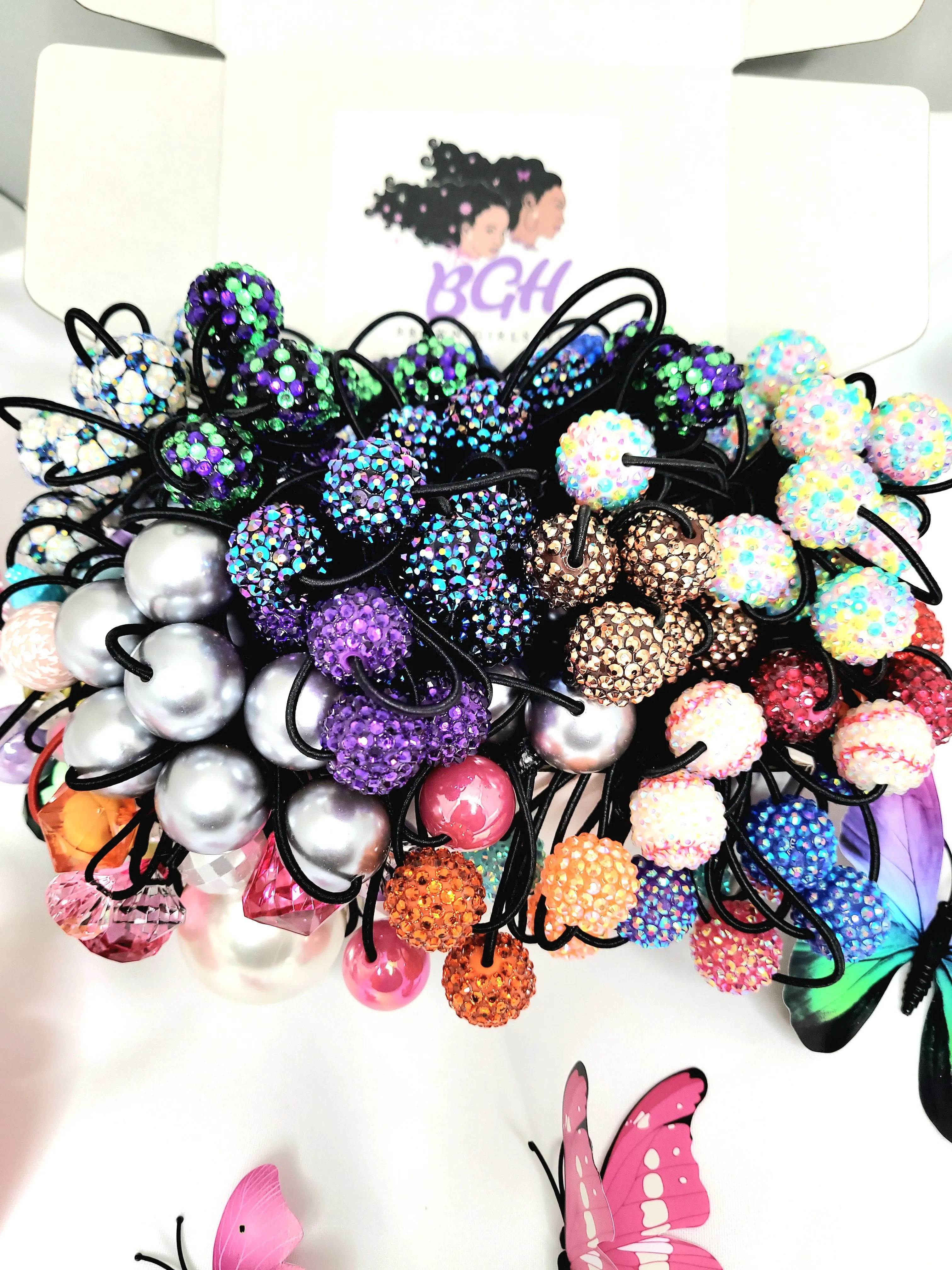 Brown Girls Hair® Accessory Subscription Box | Elastic Ponytail Holder Hair Knockers Ties Balls Bobbles