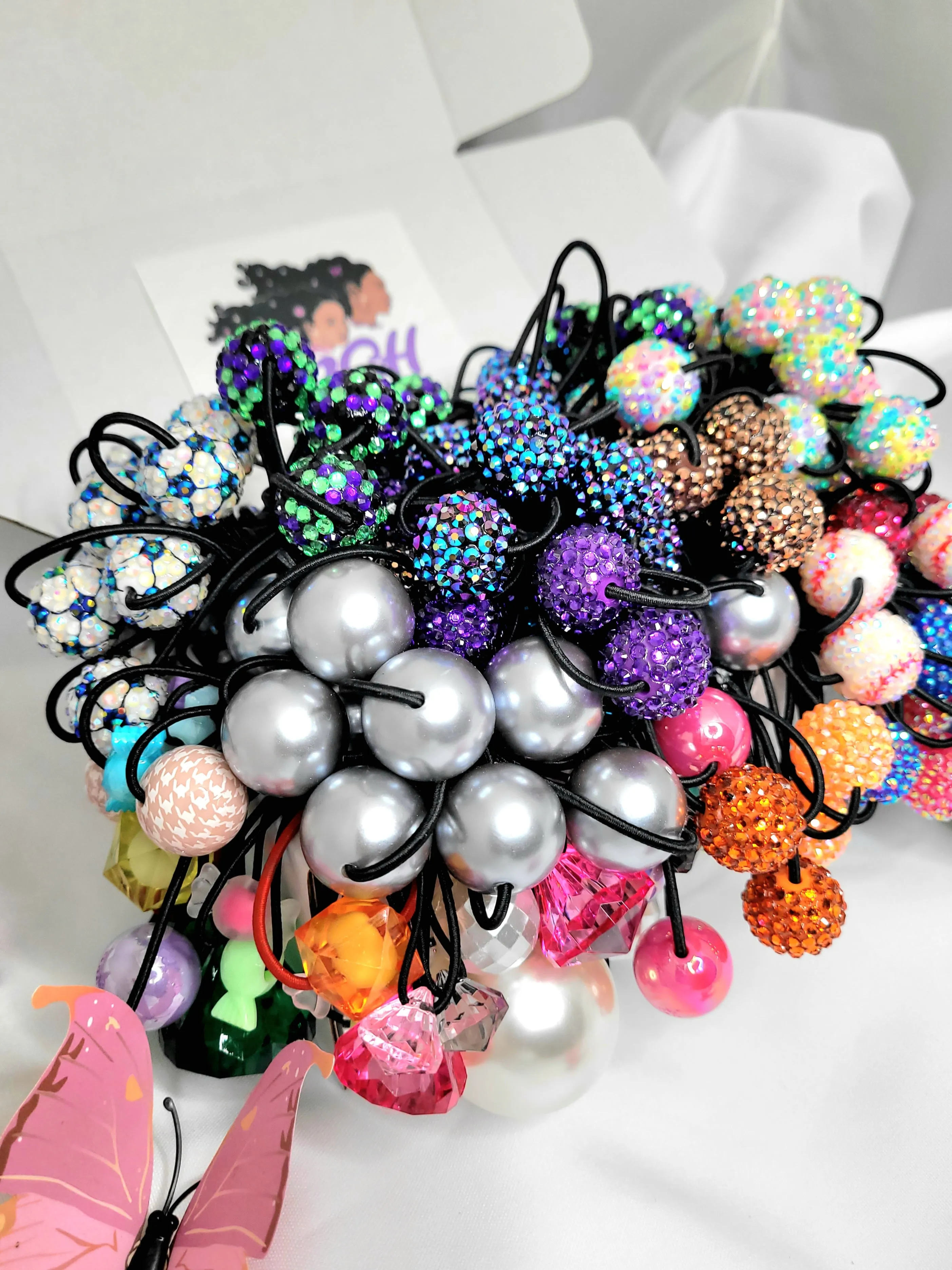 Brown Girls Hair® Accessory Subscription Box | Elastic Ponytail Holder Hair Knockers Ties Balls Bobbles
