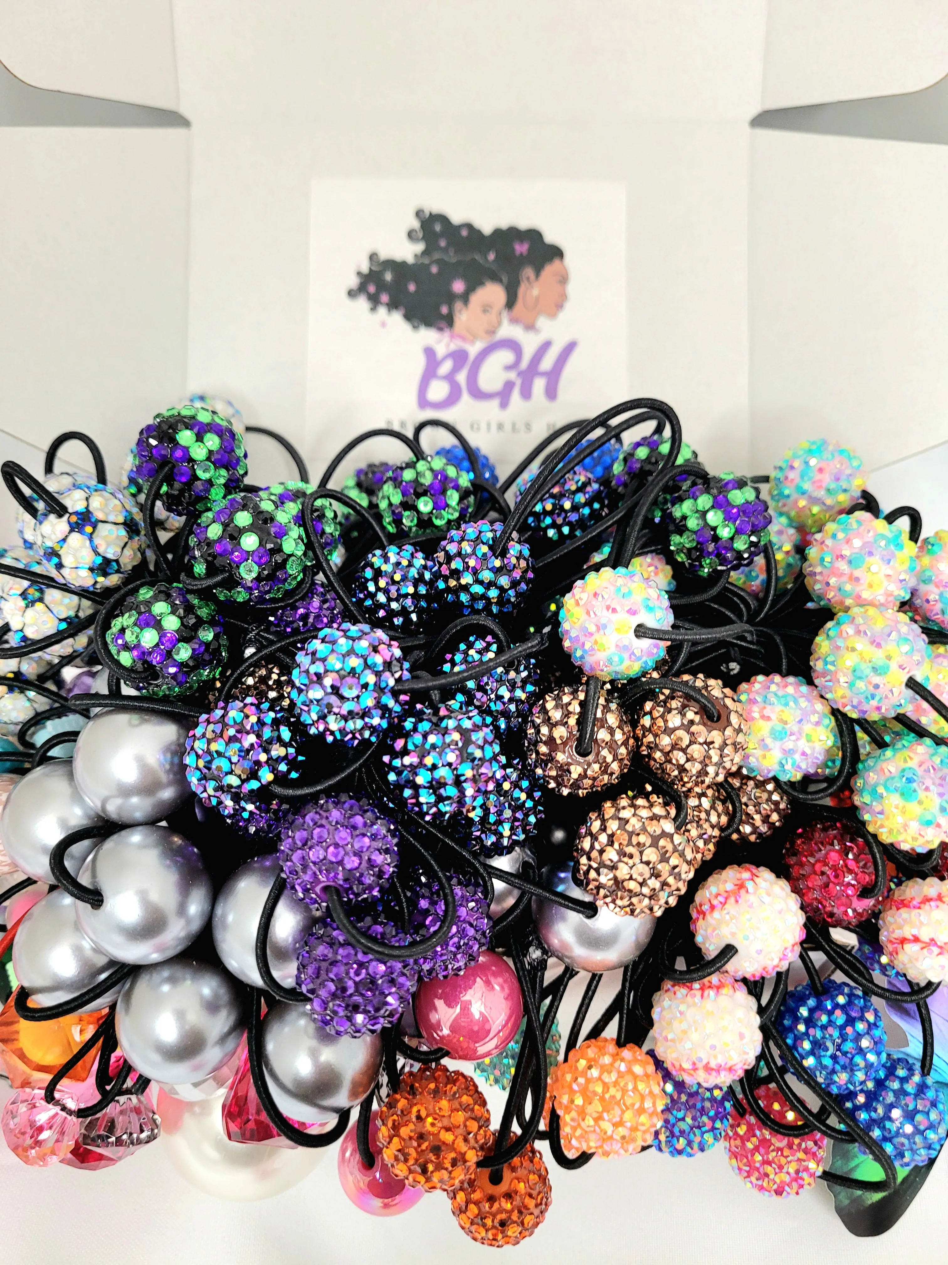 Brown Girls Hair® Accessory Subscription Box | Elastic Ponytail Holder Hair Knockers Ties Balls Bobbles