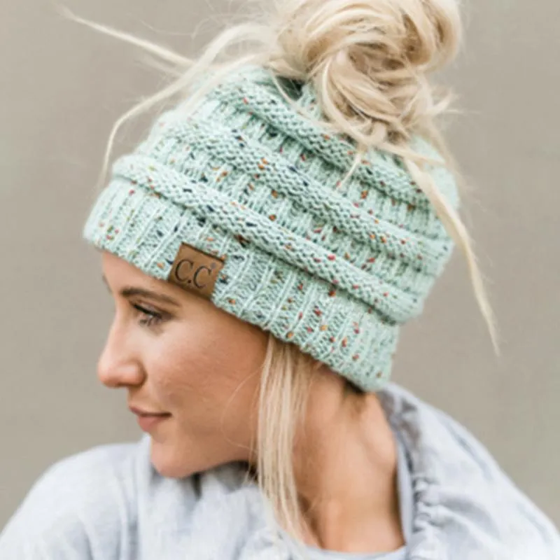 CC Dotted Ponytail Beanie New Style-Buy 1 Get 2 Free