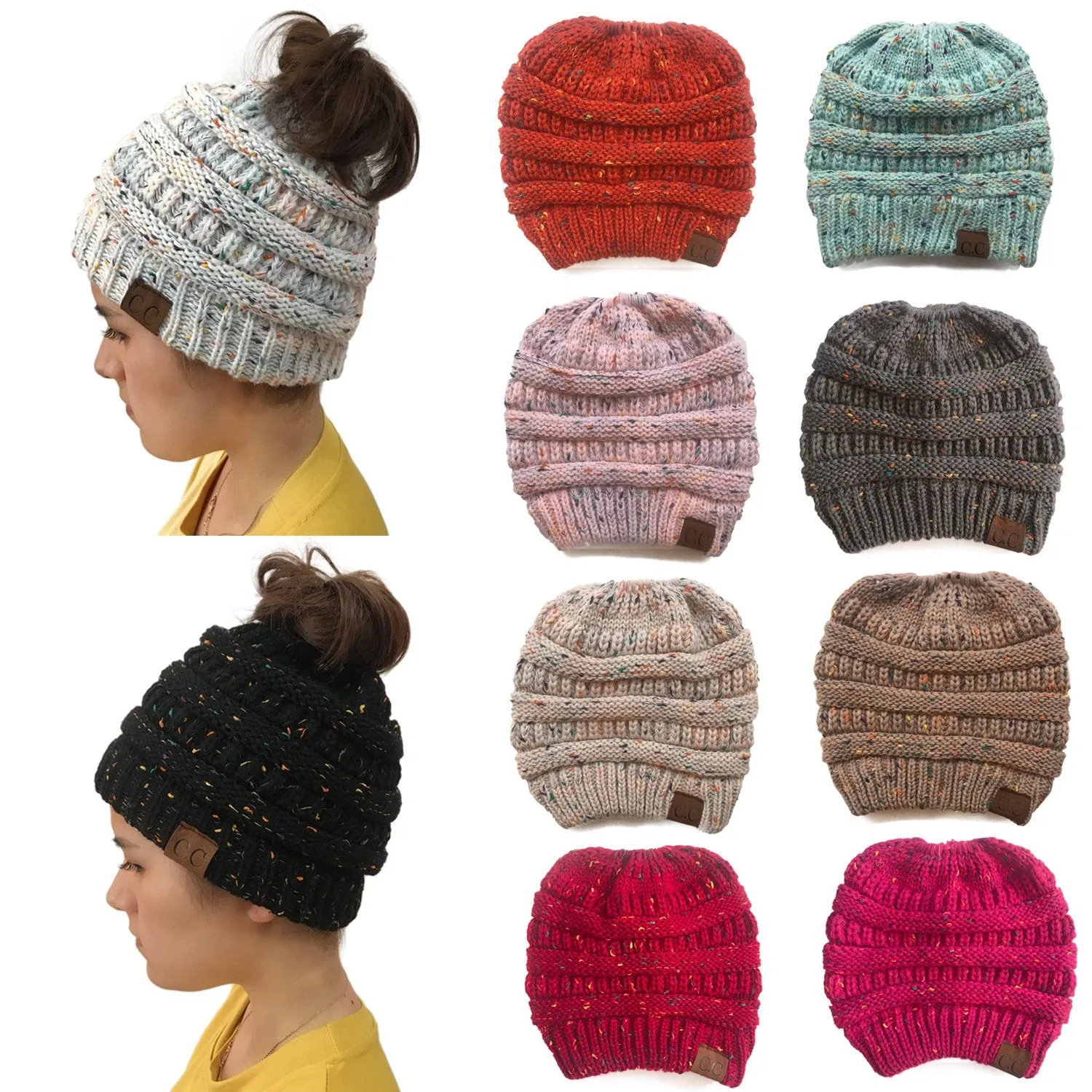 CC Point Yarn Messy Bun Beanie New Style-Buy 1 Get 2 Free