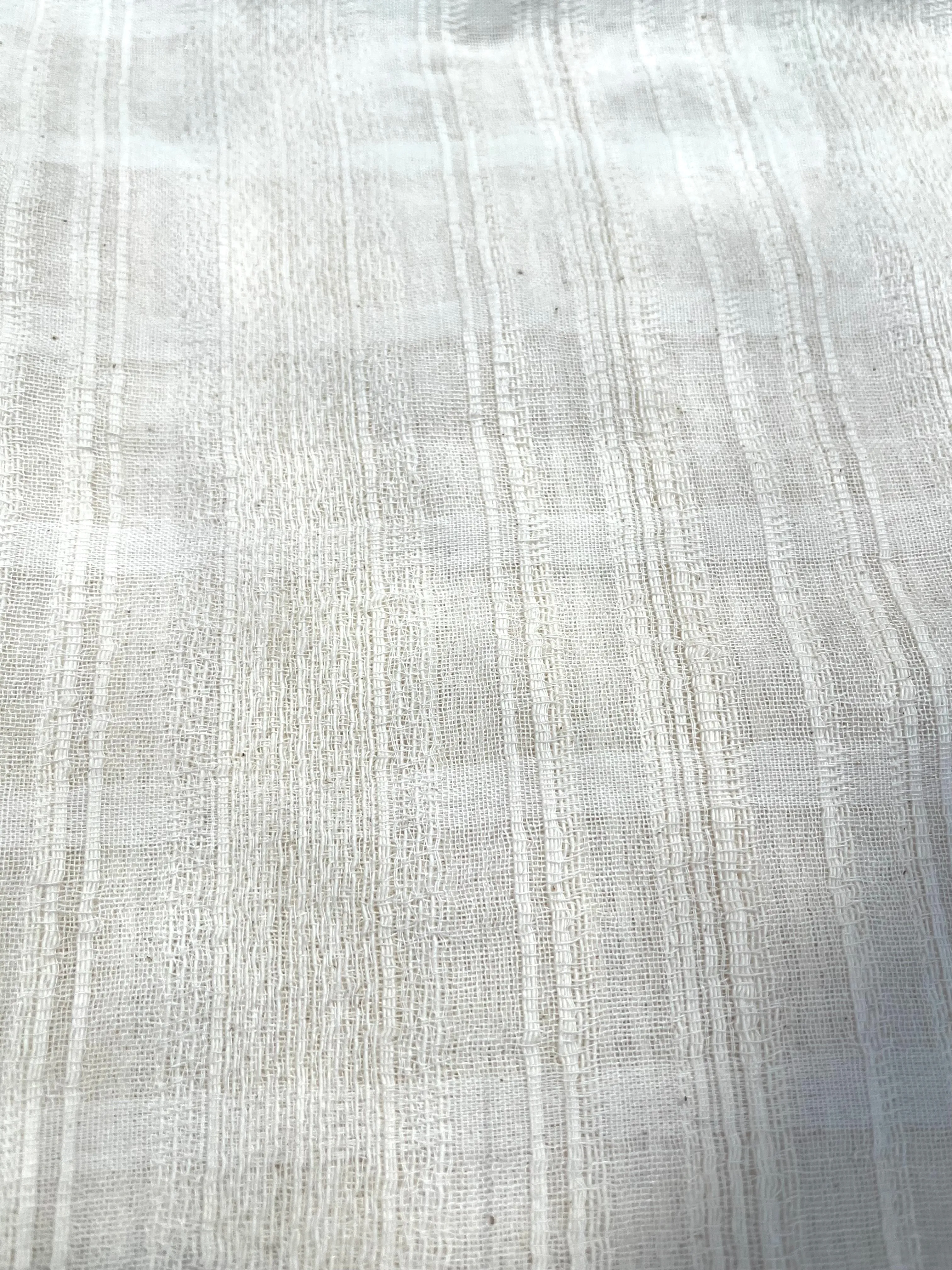 Embroidered Striped Shantung Textured Cotton Fabric – 100% Organic Cotton