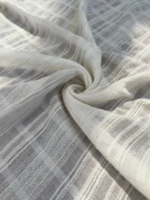 Embroidered Striped Shantung Textured Cotton Fabric – 100% Organic Cotton