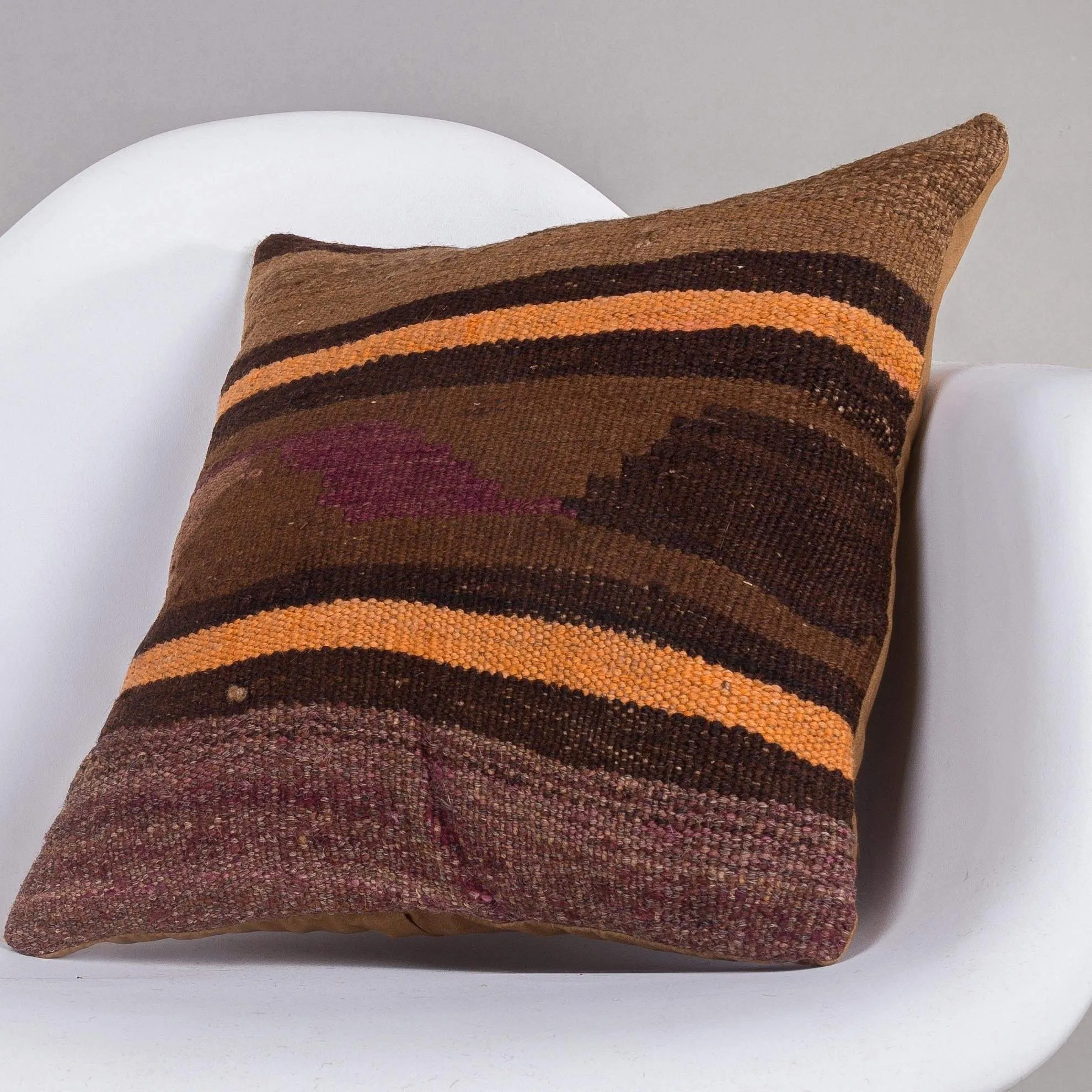 Geometric Brown Kilim Pillow Cover 16x16 4676