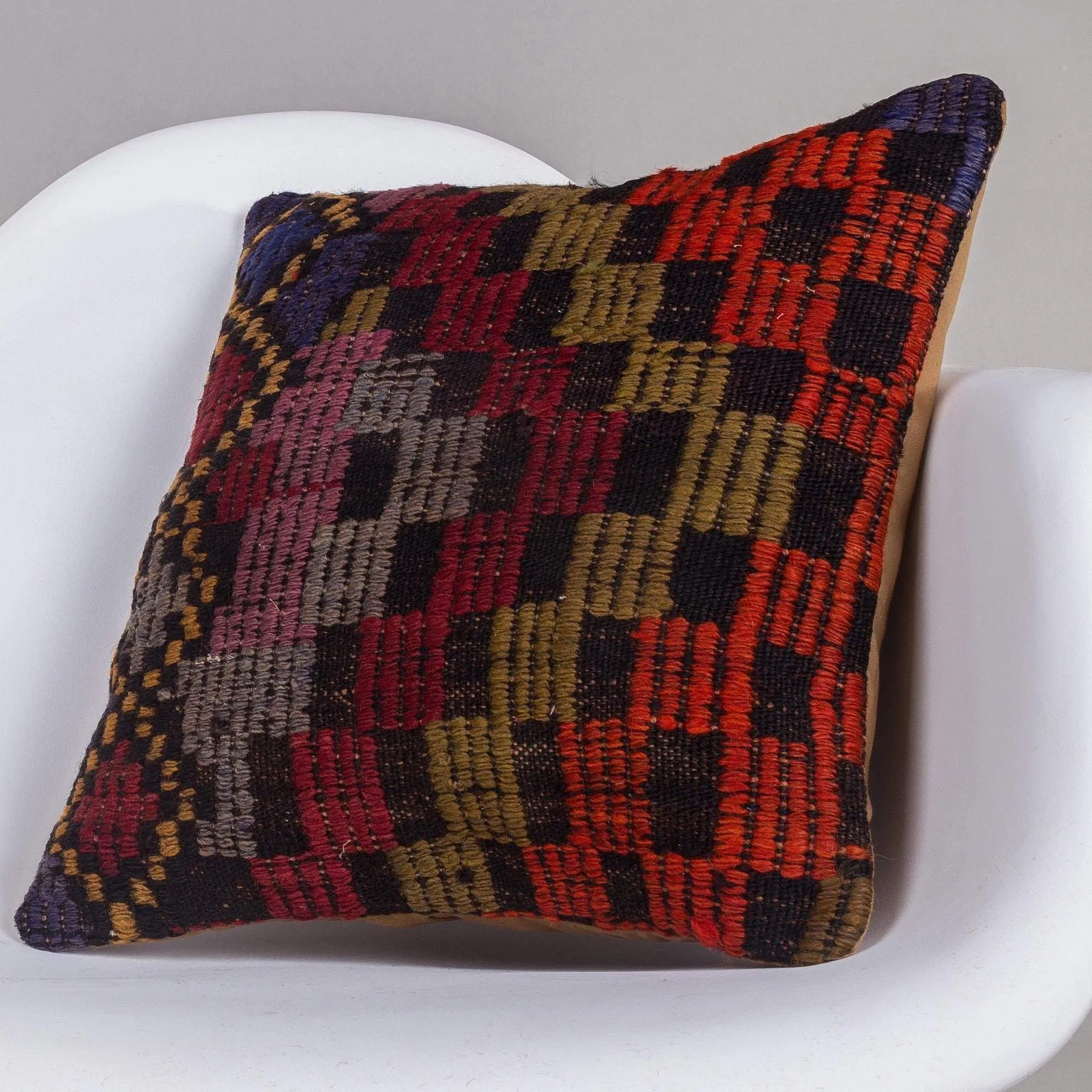 Geometric Multi Color Kilim Pillow Cover 16x16 4618