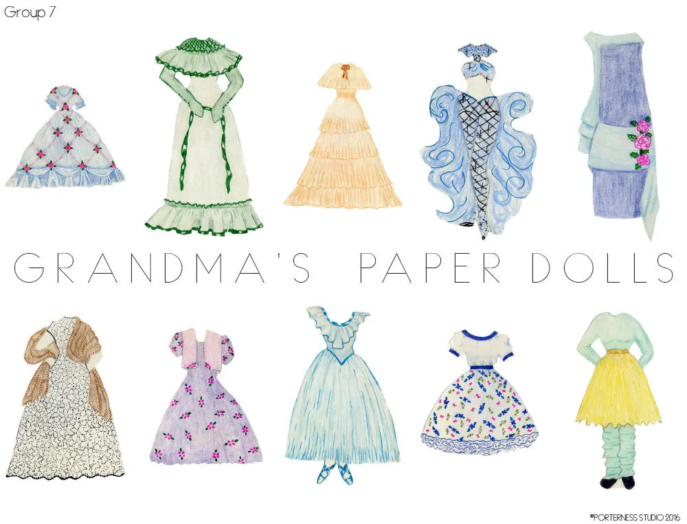 Grandma's Paper Doll - 1 Doll with 10 Outfits Group 7- PDF Download