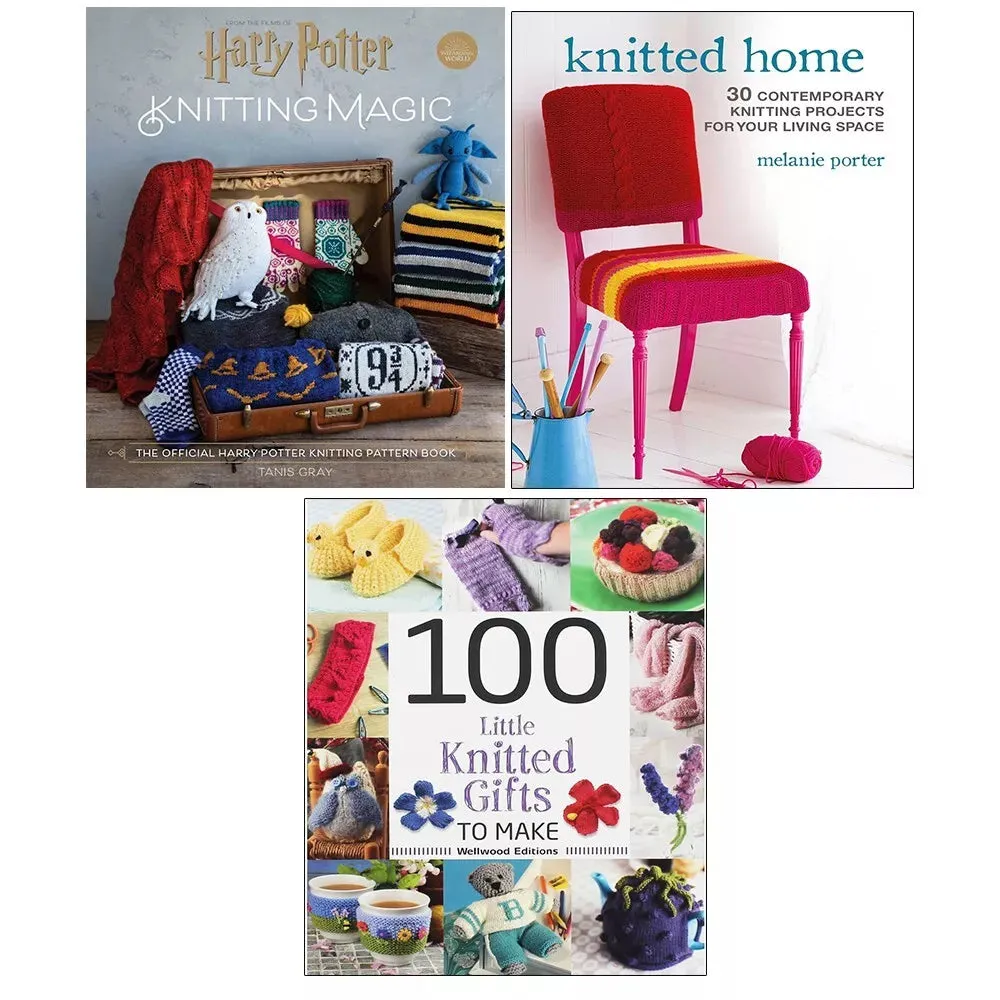 Harry Potter Knitting Magic (HB), 100 Little Knitted Gifts,Knitted Home 3 Books Set