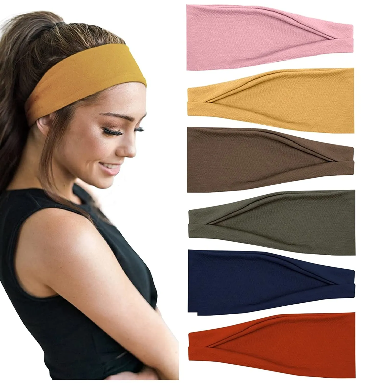Huachi Women's Headbands Yoga Workout Exercise Headband Sweat Wicking Hair Bands Summer Hair Accessories Solid Colors