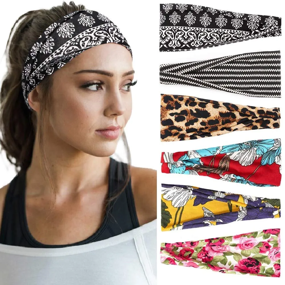 Huachi Women's Headbands Yoga Workout Exercise Headband Sweat Wicking Hair Bands Summer Hair Accessories Solid Colors