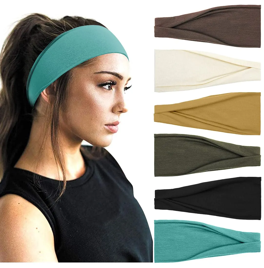 Huachi Women's Headbands Yoga Workout Exercise Headband Sweat Wicking Hair Bands Summer Hair Accessories Solid Colors