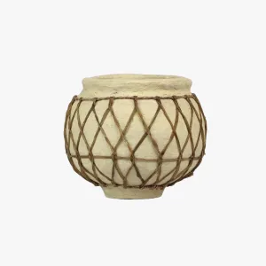 Indian Paper Mache Vessel with Leather – Large