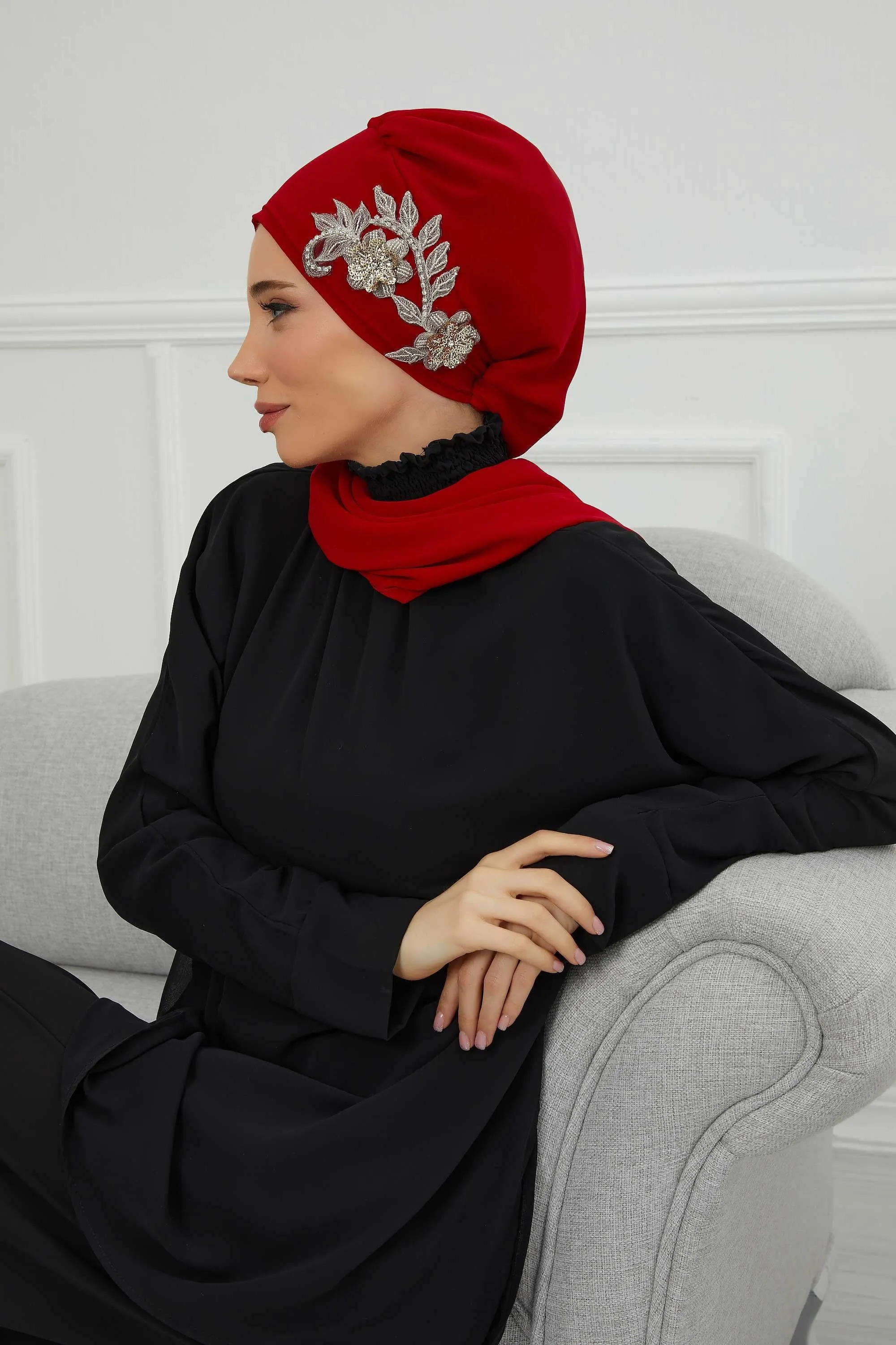 Instant Turban Chiffon Scarf Head Turbans with Gorgeous Unique Jewellery Stone Accessory For Women Headwear Stylish Elegant Design,HT-104