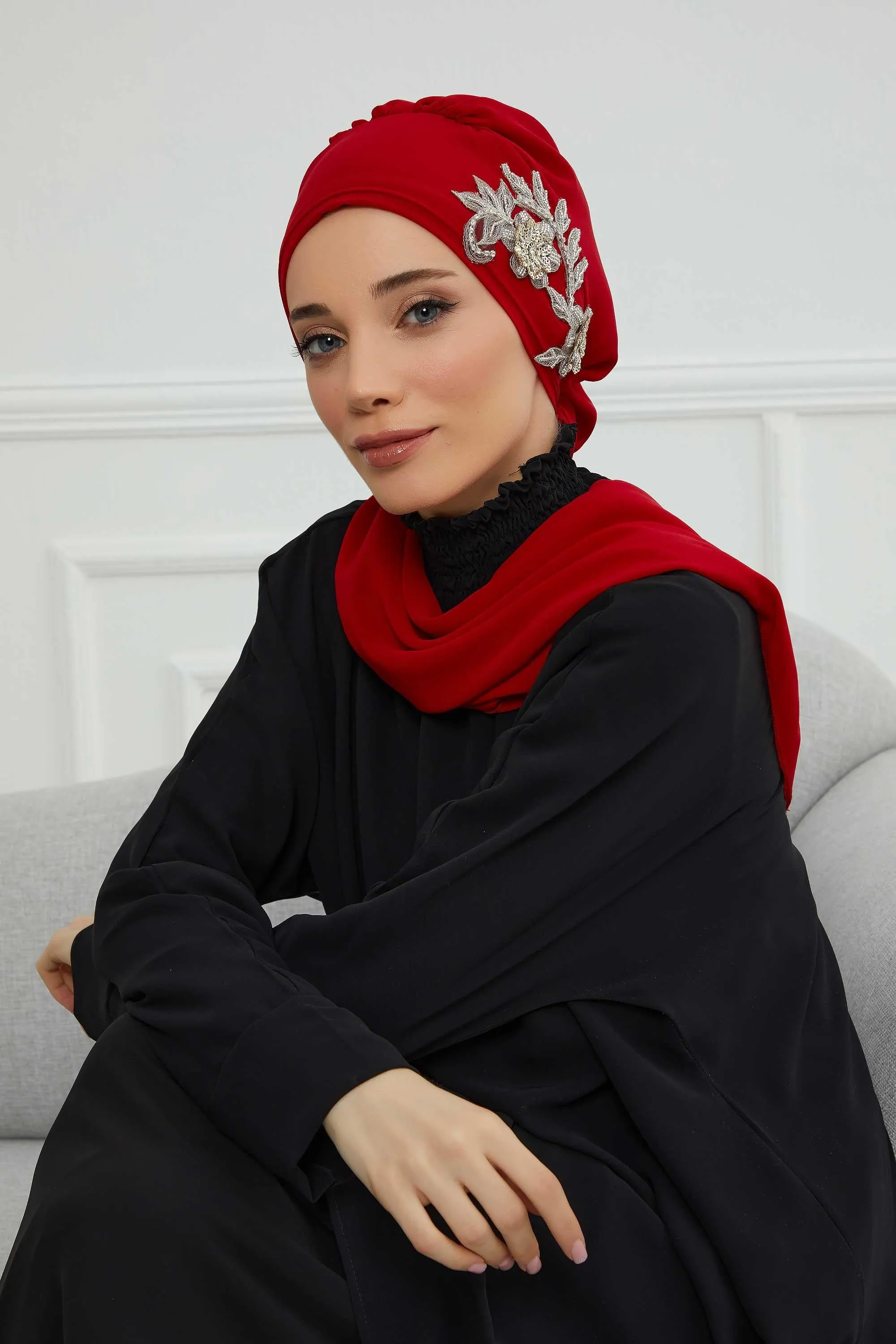 Instant Turban Chiffon Scarf Head Turbans with Gorgeous Unique Jewellery Stone Accessory For Women Headwear Stylish Elegant Design,HT-104