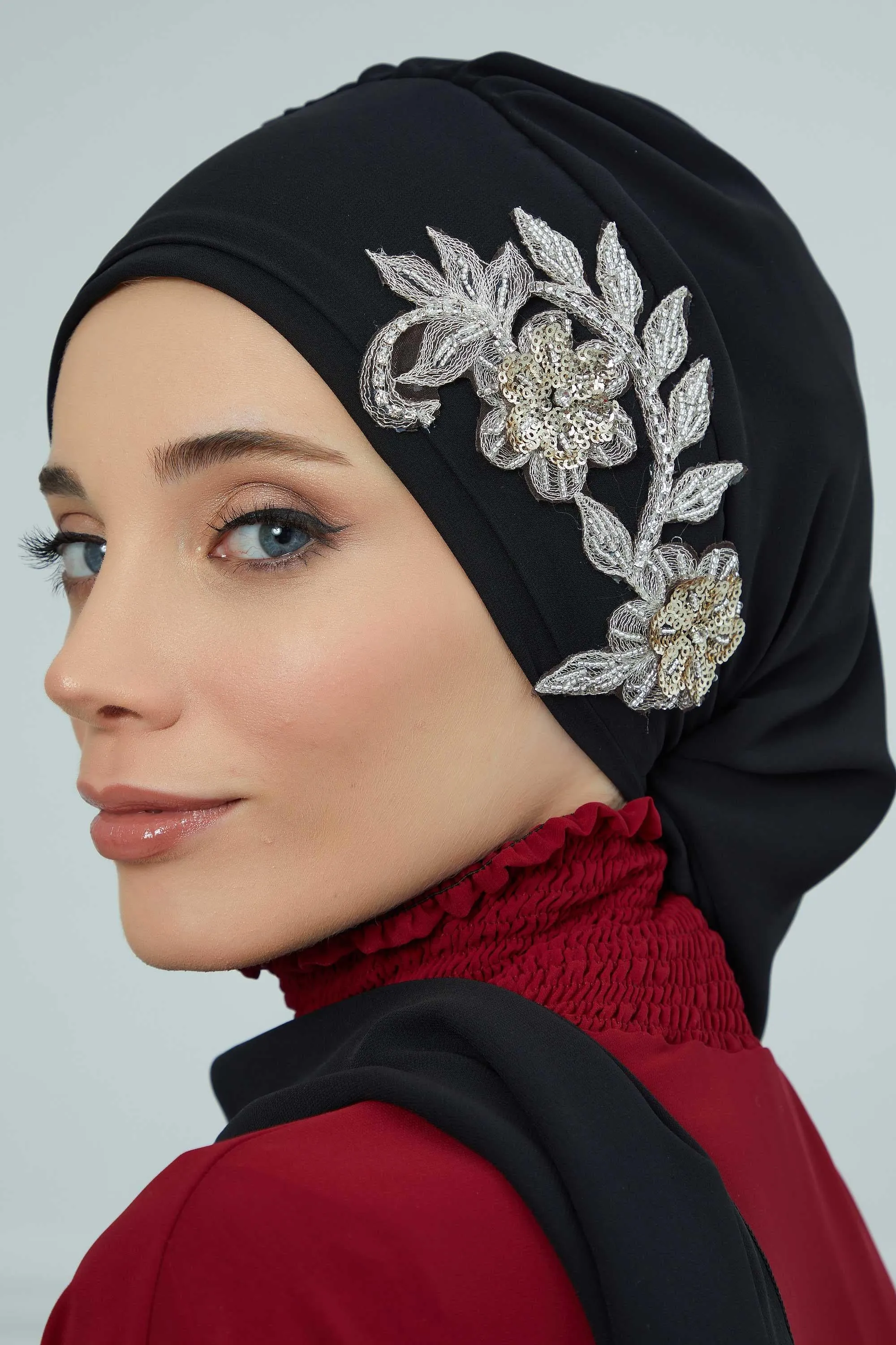 Instant Turban Chiffon Scarf Head Turbans with Gorgeous Unique Jewellery Stone Accessory For Women Headwear Stylish Elegant Design,HT-104