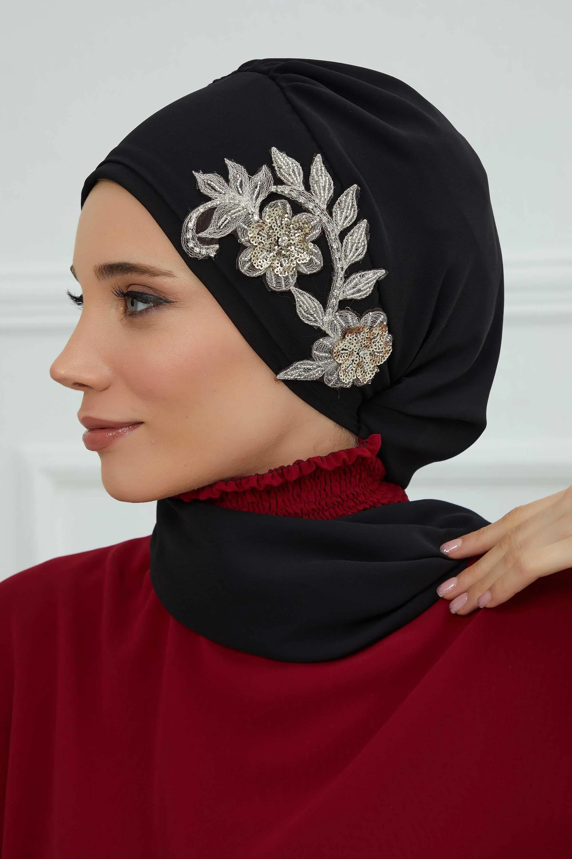 Instant Turban Chiffon Scarf Head Turbans with Gorgeous Unique Jewellery Stone Accessory For Women Headwear Stylish Elegant Design,HT-104