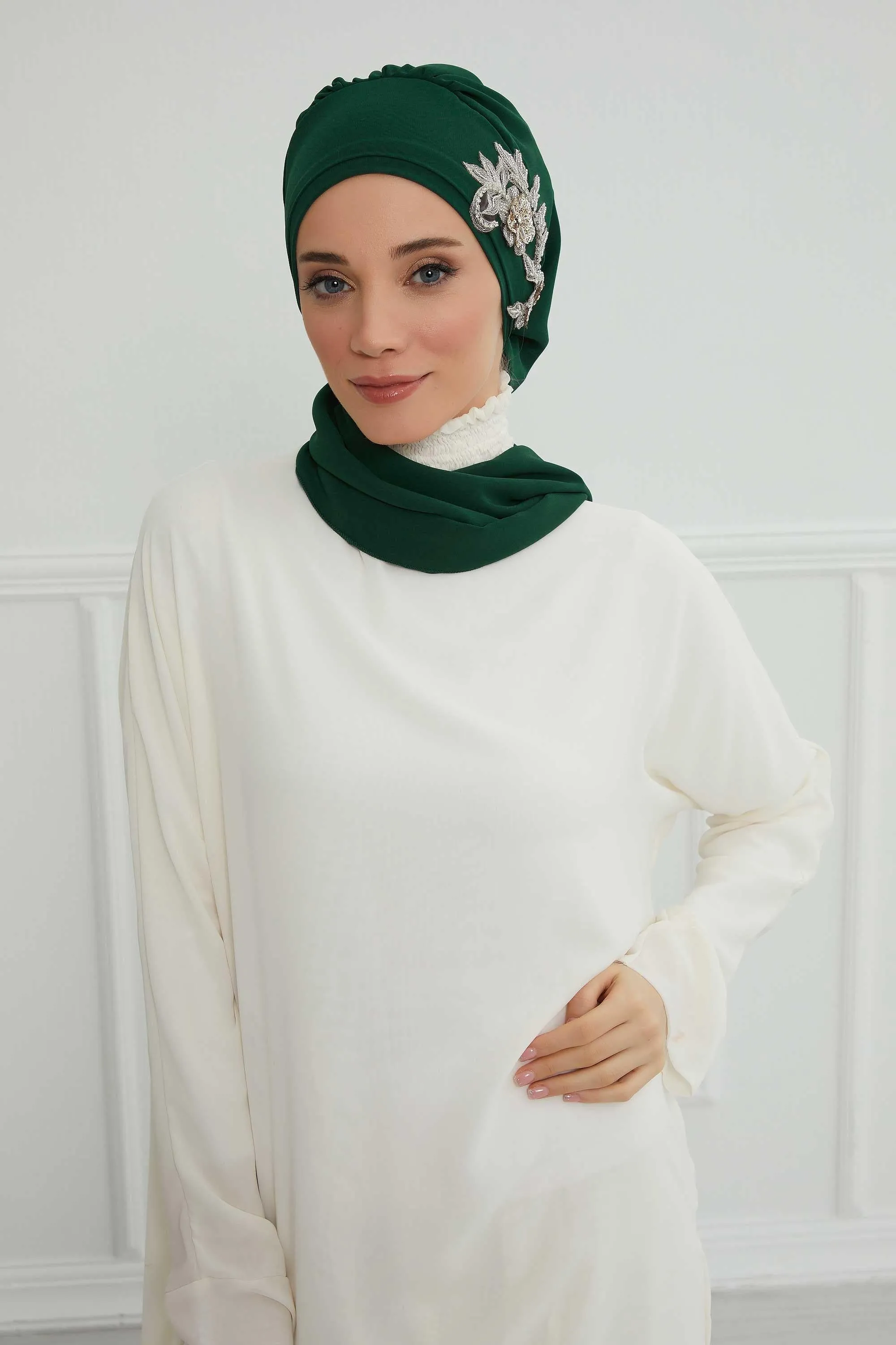 Instant Turban Chiffon Scarf Head Turbans with Gorgeous Unique Jewellery Stone Accessory For Women Headwear Stylish Elegant Design,HT-104
