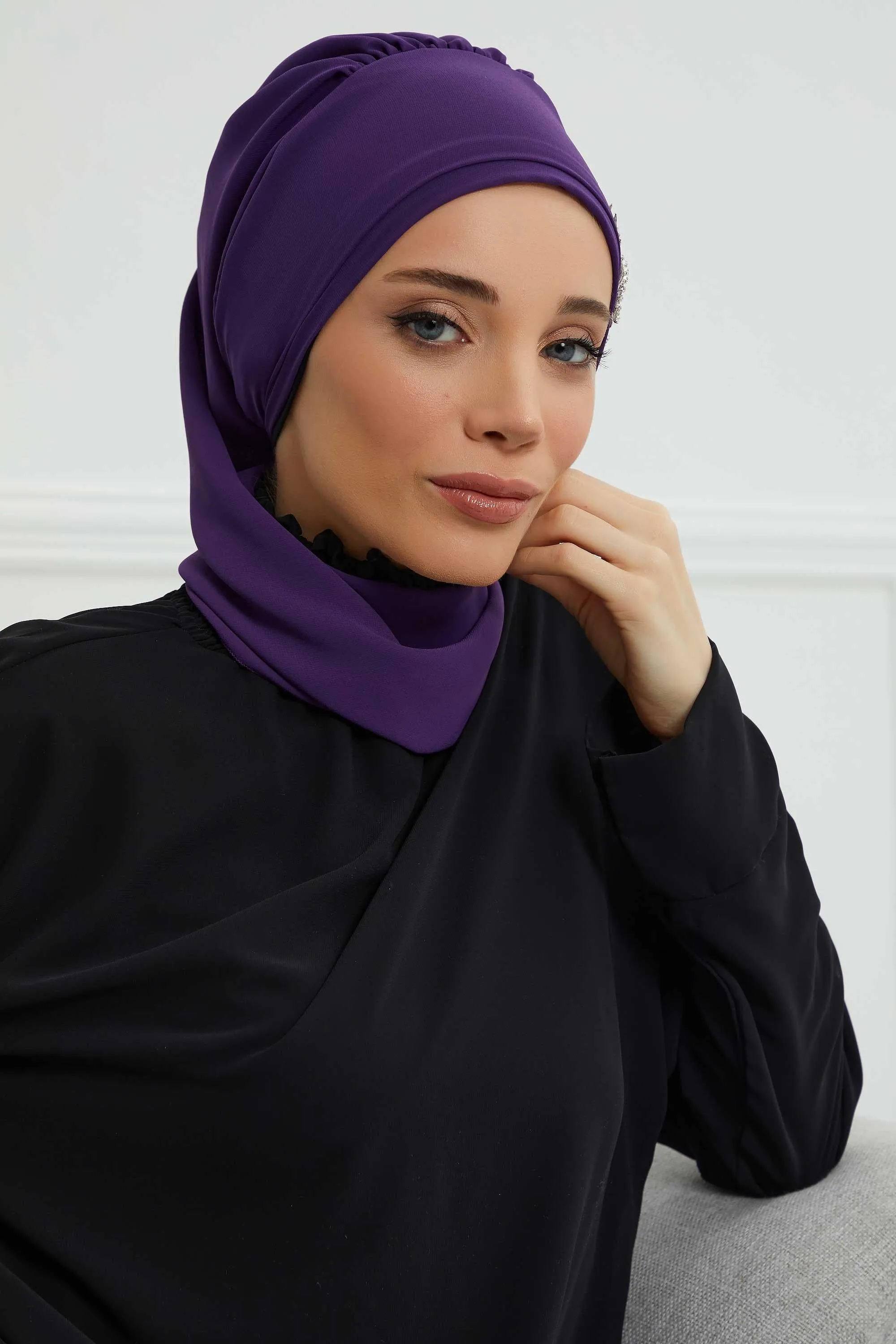 Instant Turban Chiffon Scarf Head Turbans with Gorgeous Unique Jewellery Stone Accessory For Women Headwear Stylish Elegant Design,HT-104