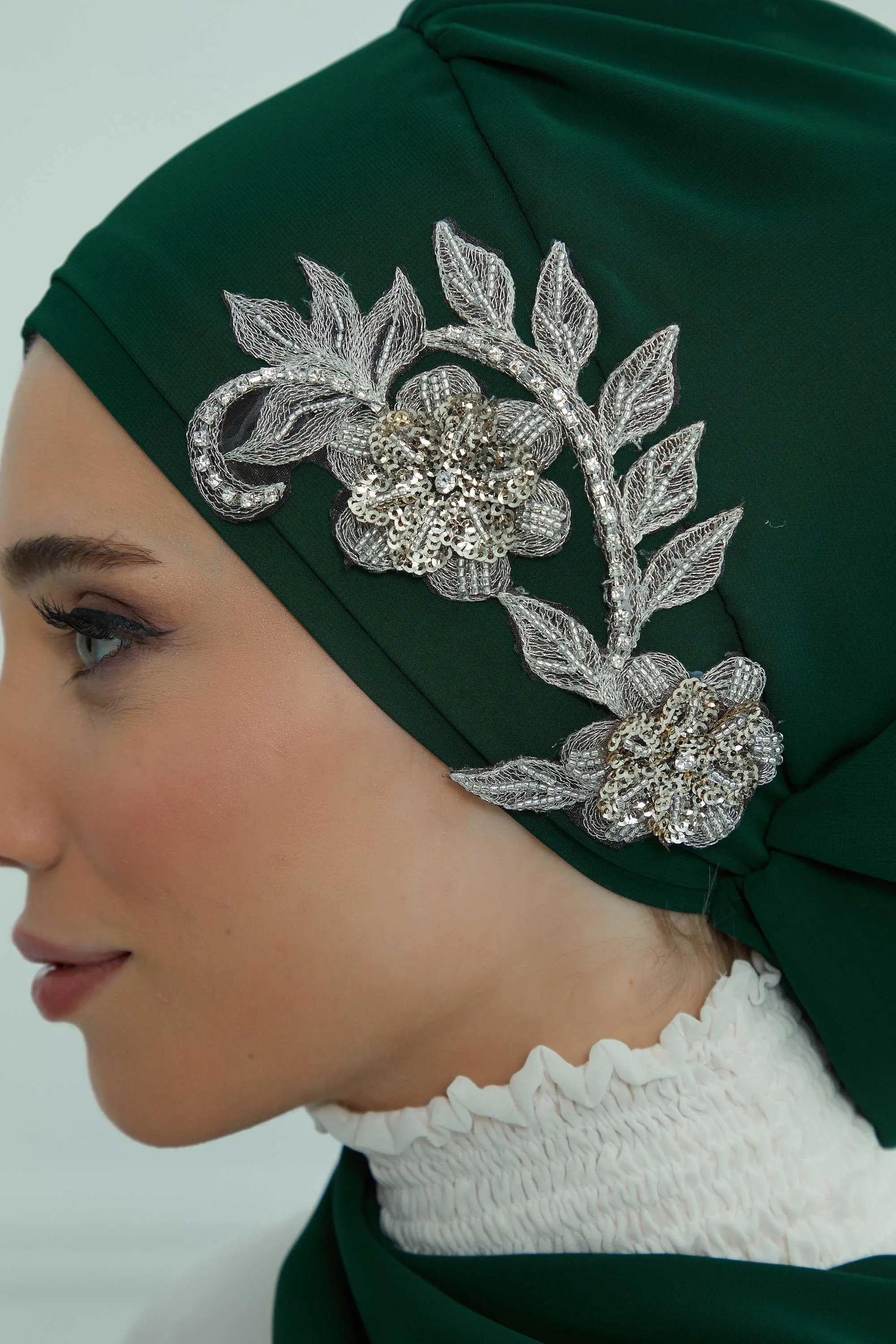 Instant Turban Chiffon Scarf Head Turbans with Gorgeous Unique Jewellery Stone Accessory For Women Headwear Stylish Elegant Design,HT-104