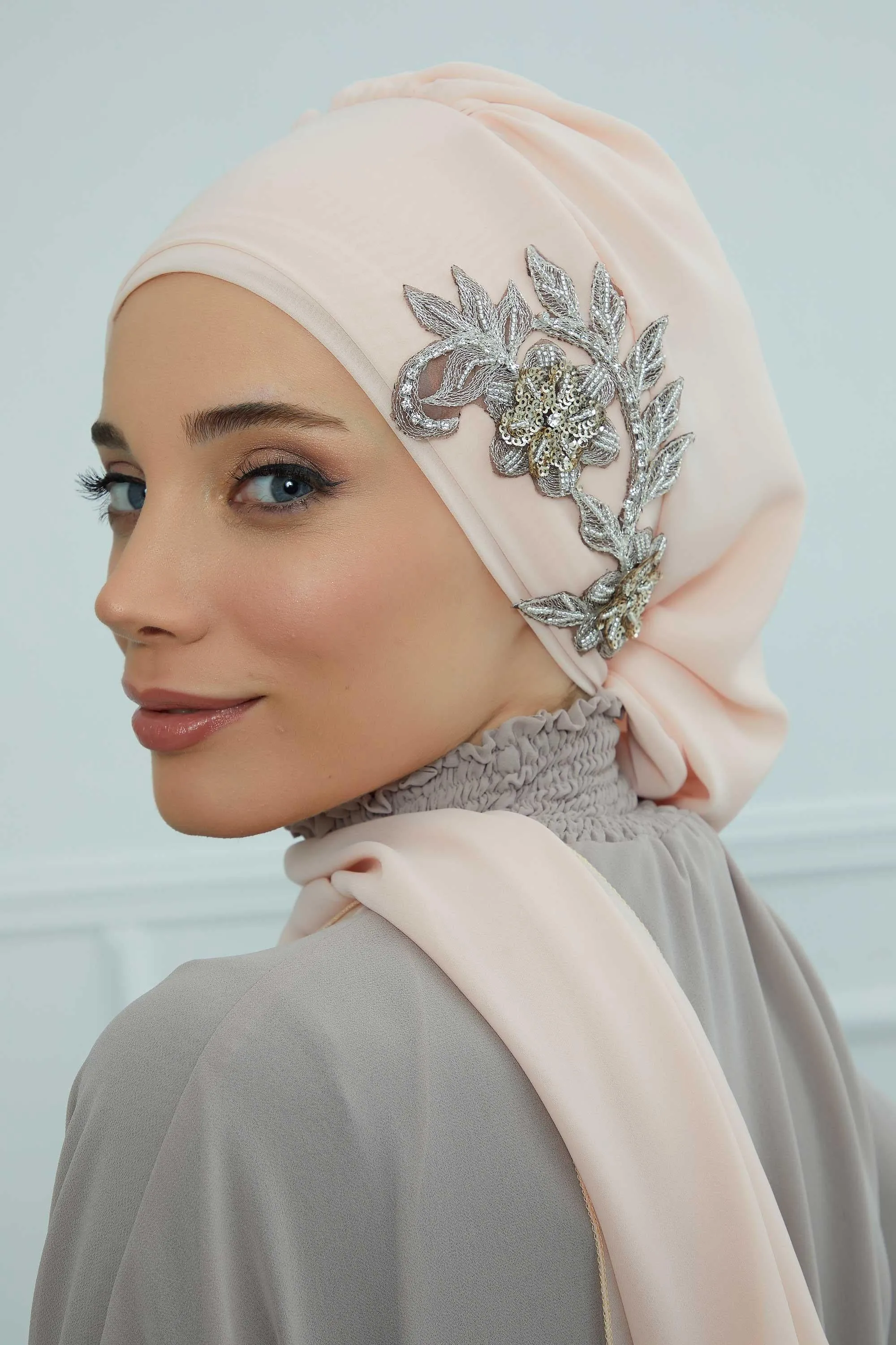 Instant Turban Chiffon Scarf Head Turbans with Gorgeous Unique Jewellery Stone Accessory For Women Headwear Stylish Elegant Design,HT-104