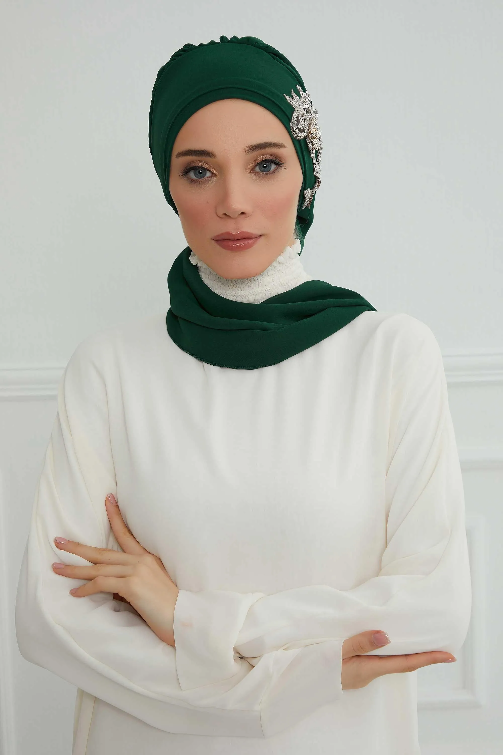 Instant Turban Chiffon Scarf Head Turbans with Gorgeous Unique Jewellery Stone Accessory For Women Headwear Stylish Elegant Design,HT-104