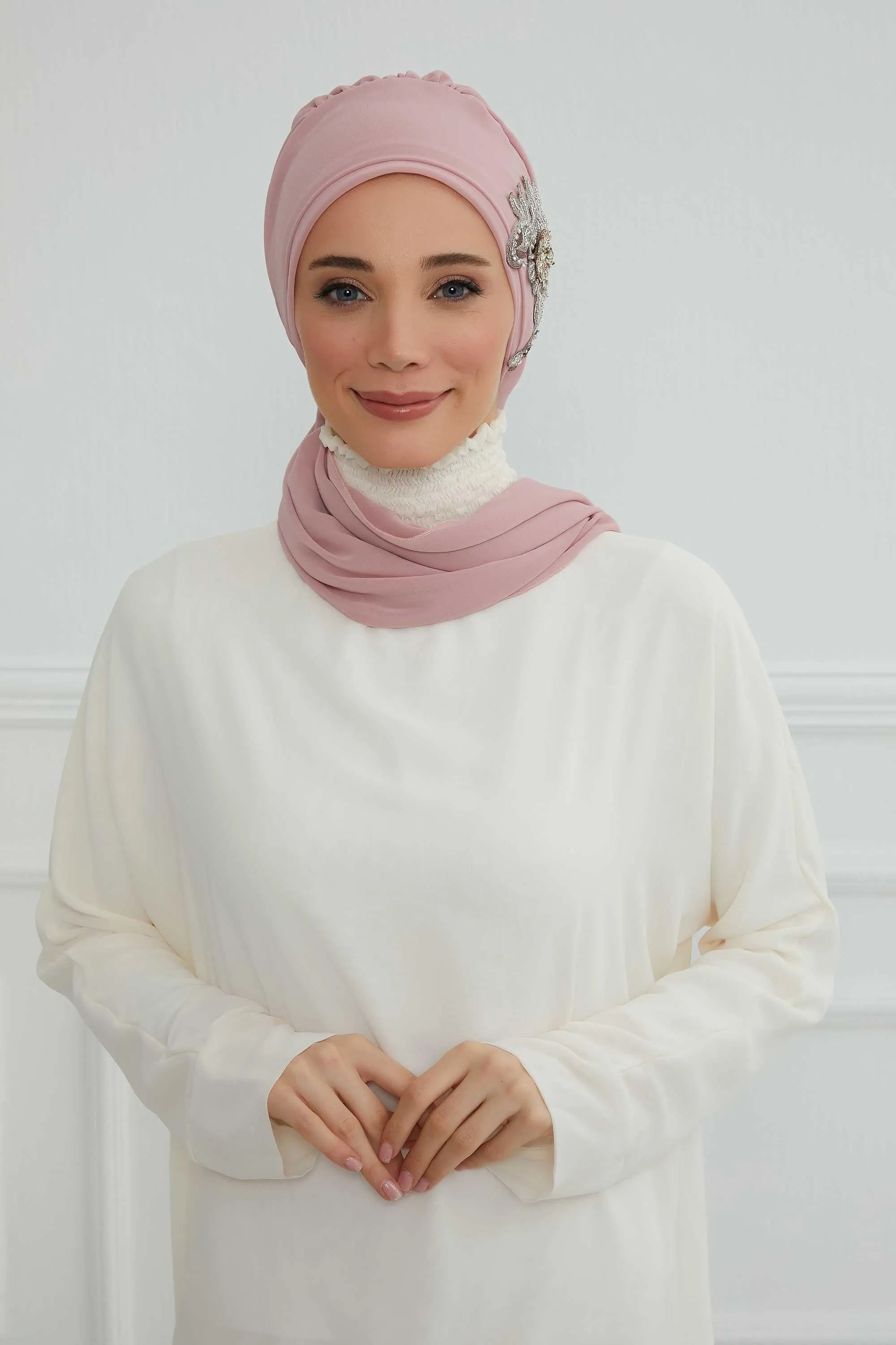 Instant Turban Chiffon Scarf Head Turbans with Gorgeous Unique Jewellery Stone Accessory For Women Headwear Stylish Elegant Design,HT-104