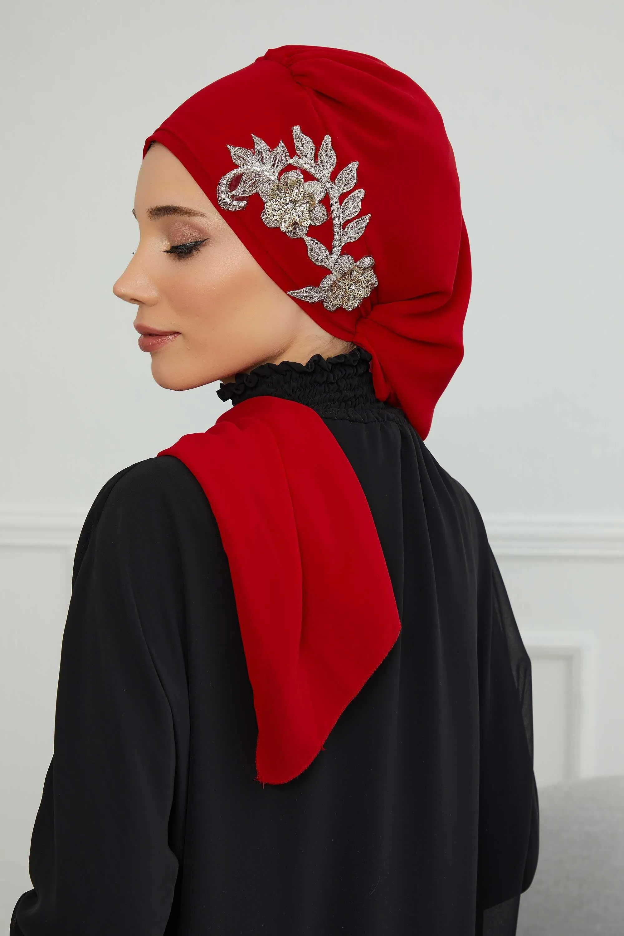 Instant Turban Chiffon Scarf Head Turbans with Gorgeous Unique Jewellery Stone Accessory For Women Headwear Stylish Elegant Design,HT-104