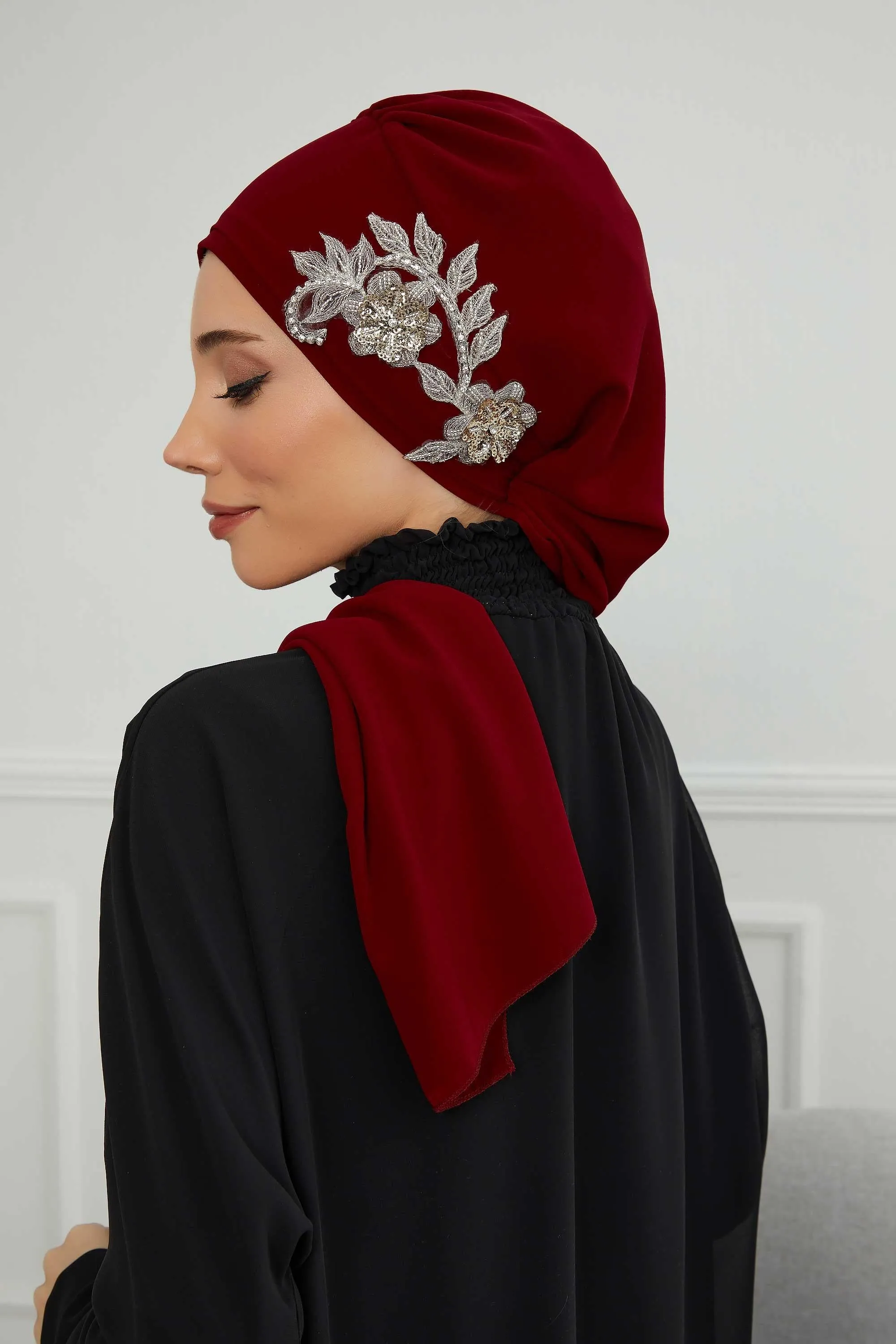 Instant Turban Chiffon Scarf Head Turbans with Gorgeous Unique Jewellery Stone Accessory For Women Headwear Stylish Elegant Design,HT-104