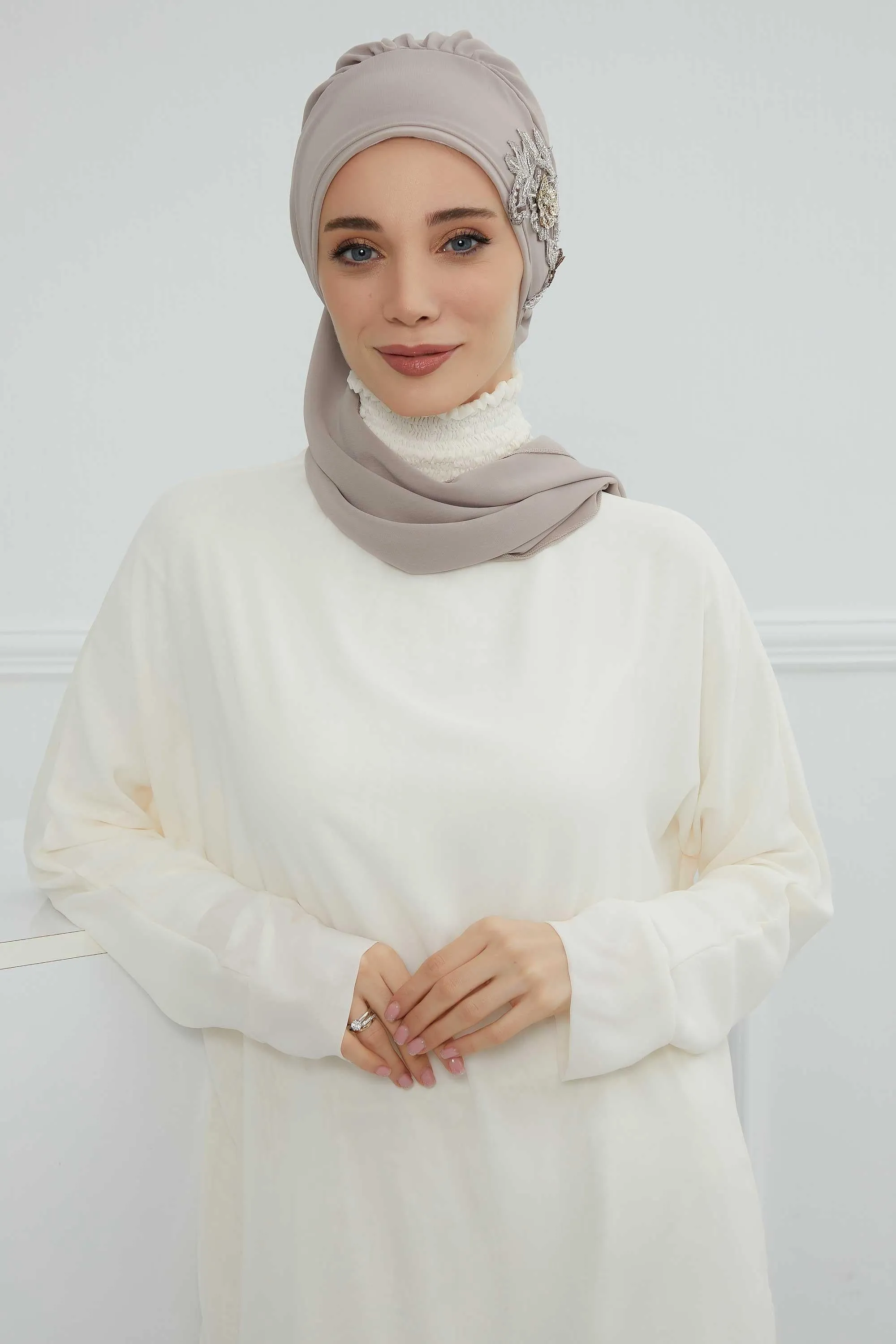 Instant Turban Chiffon Scarf Head Turbans with Gorgeous Unique Jewellery Stone Accessory For Women Headwear Stylish Elegant Design,HT-104