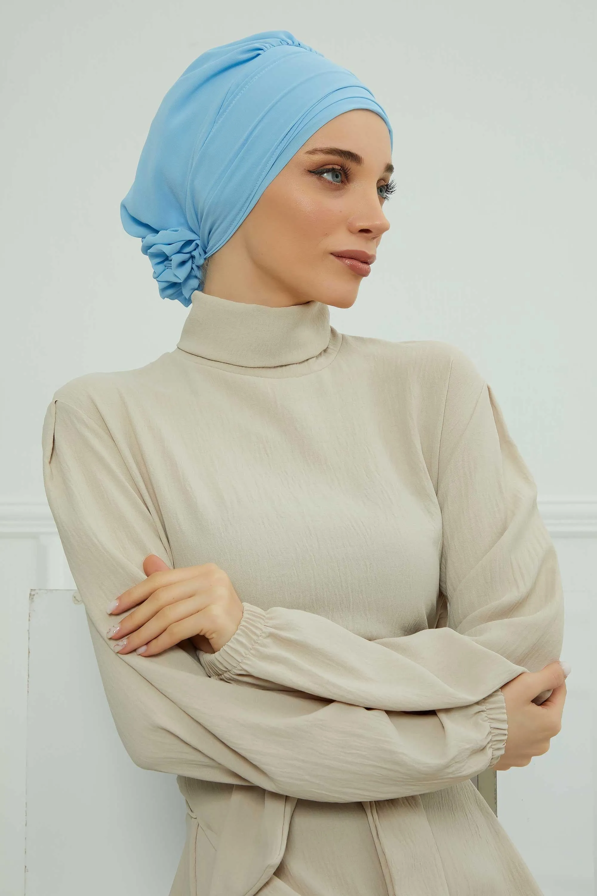 Instant Turban Chiffon Scarf Head Turbans with Unique Accessories For Women Headwear Stylish Elegant Design,HT-95S
