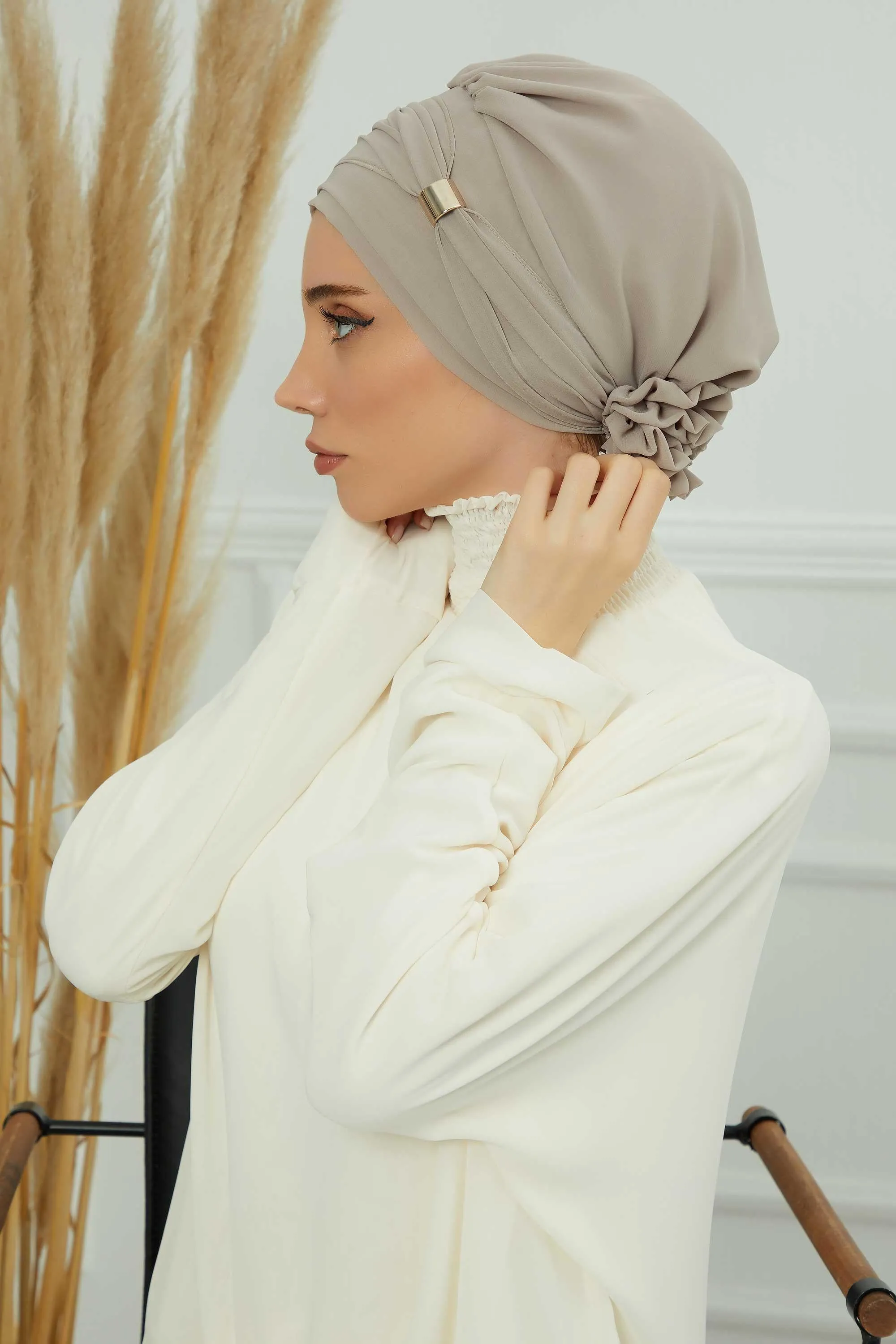 Instant Turban Chiffon Scarf Head Turbans with Unique Accessories For Women Headwear Stylish Elegant Design,HT-95S