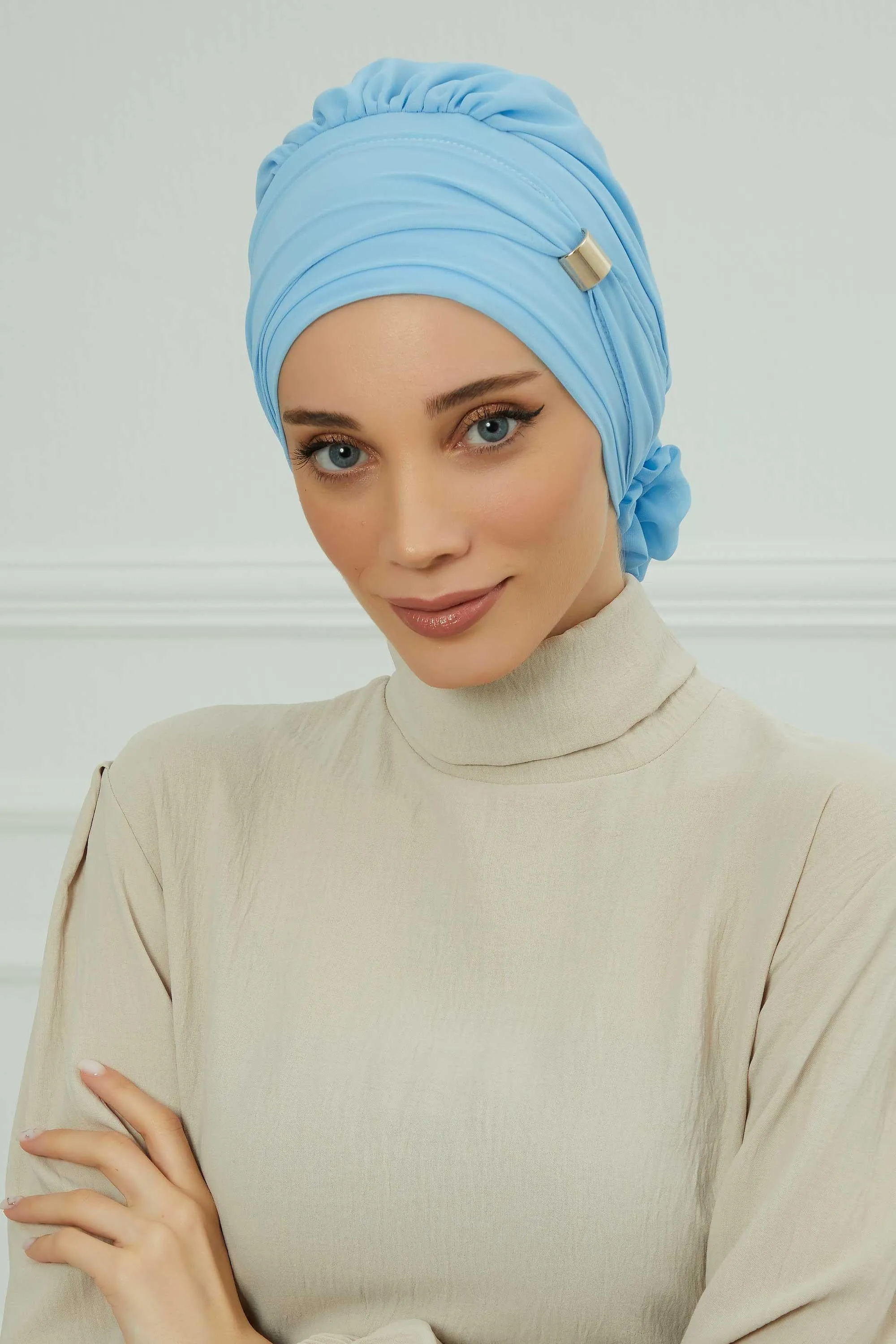 Instant Turban Chiffon Scarf Head Turbans with Unique Accessories For Women Headwear Stylish Elegant Design,HT-95S