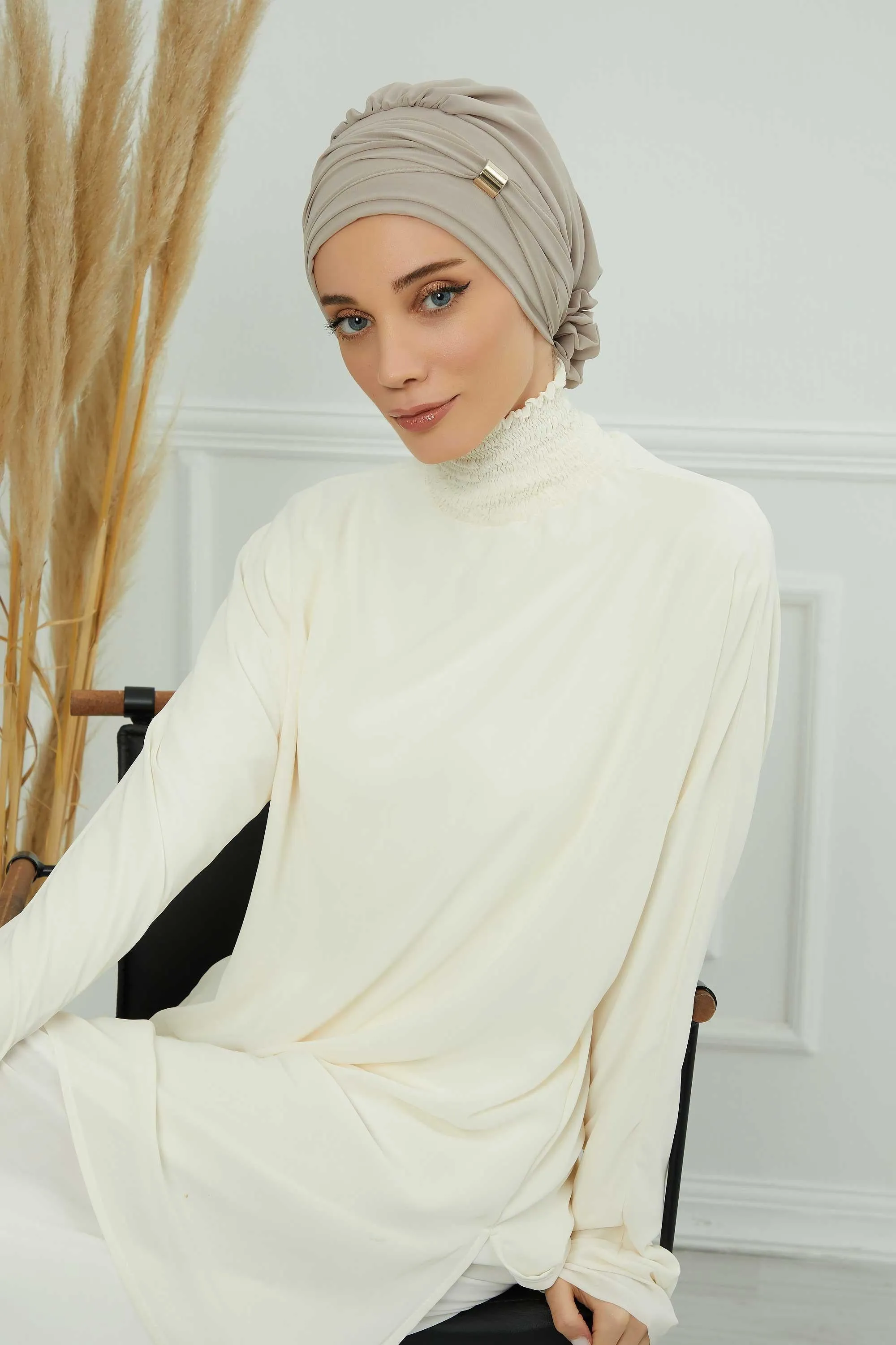 Instant Turban Chiffon Scarf Head Turbans with Unique Accessories For Women Headwear Stylish Elegant Design,HT-95S