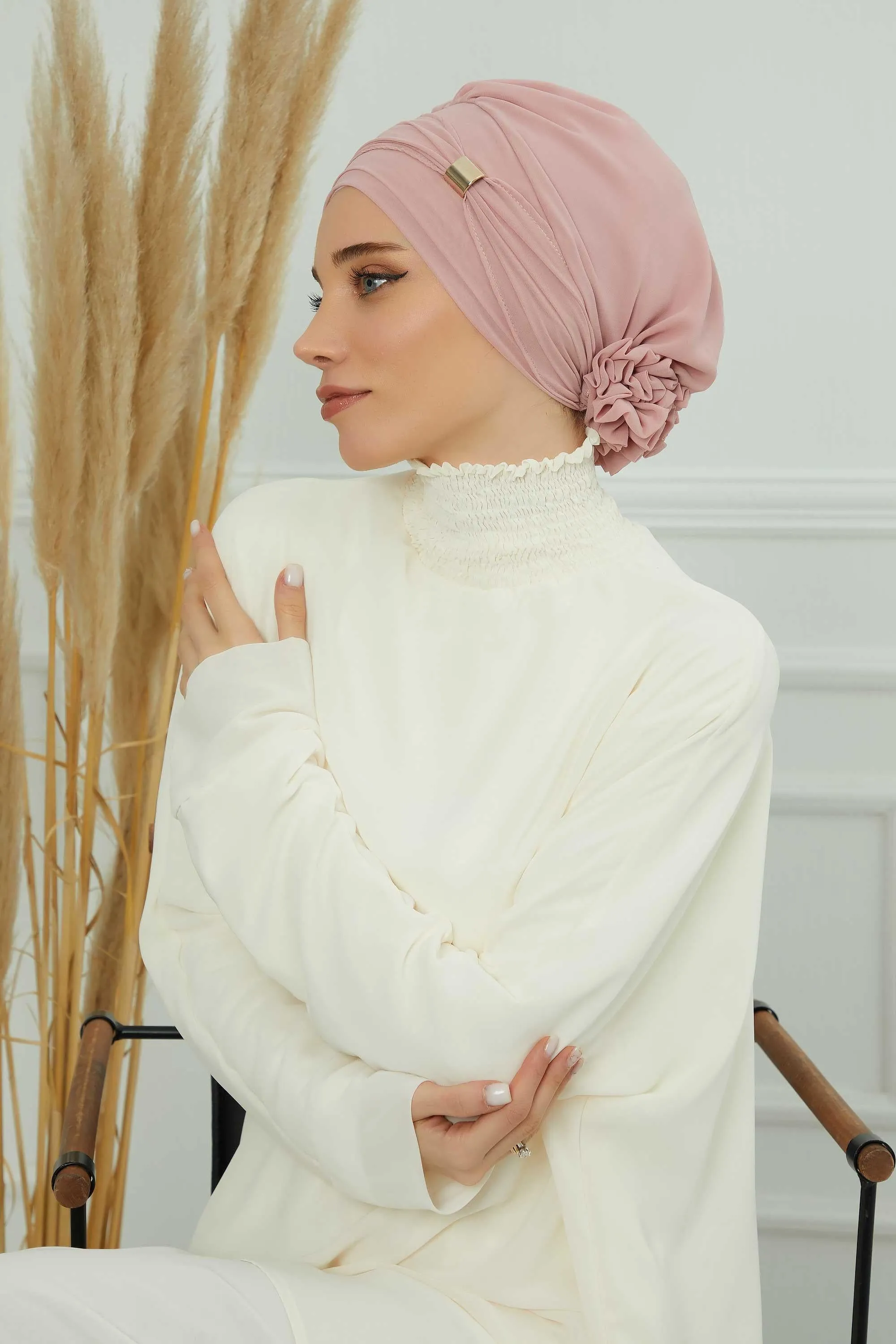 Instant Turban Chiffon Scarf Head Turbans with Unique Accessories For Women Headwear Stylish Elegant Design,HT-95S