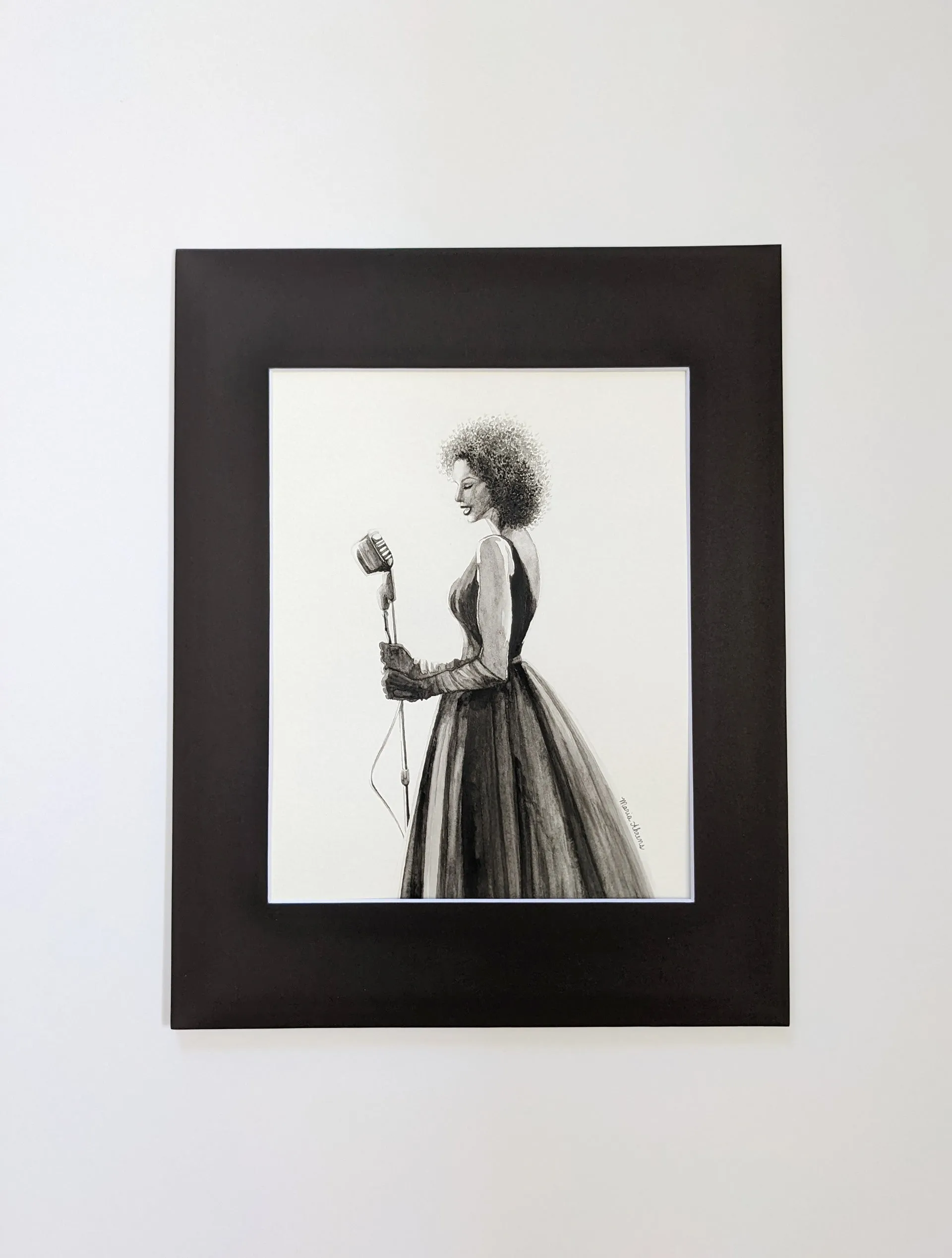 Jazz Singer Original Watercolor Painting Fashion Illustration